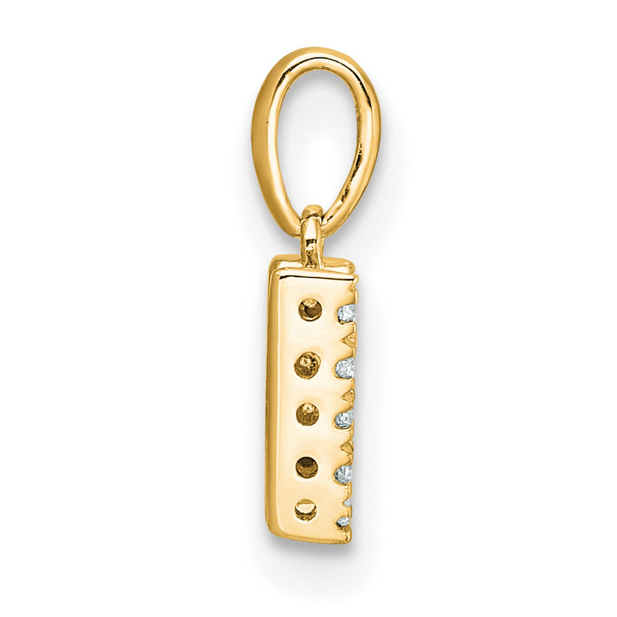 Diamond Letter W Initial with Bail Charm Pendant in Real 10k Yellow Gold