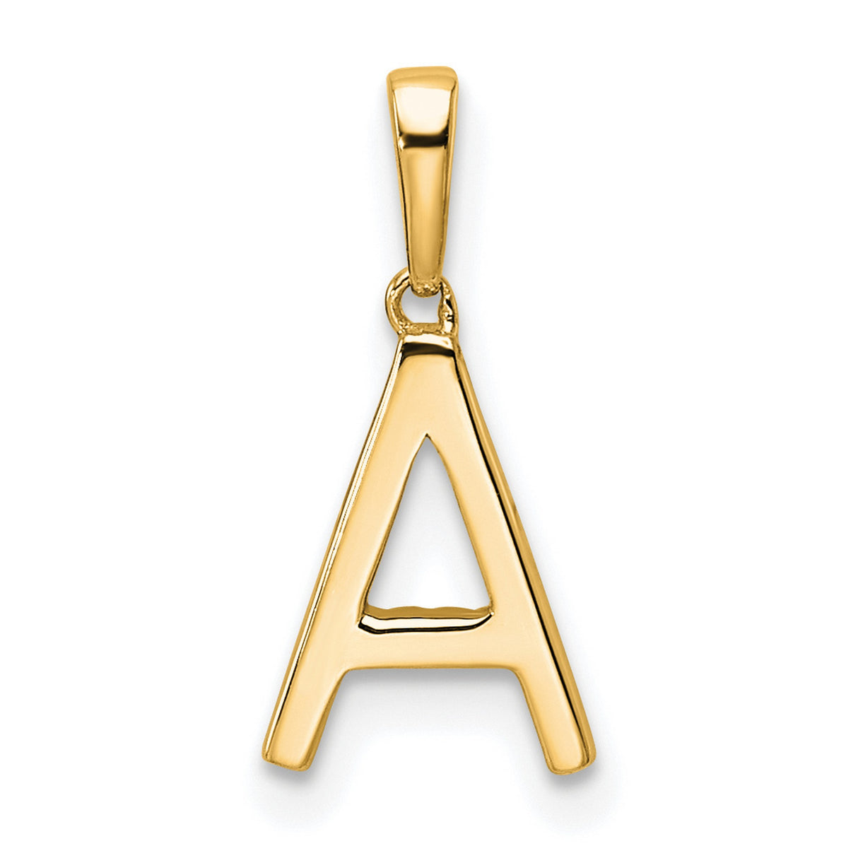 10k Yellow Gold Letter A Pendant with Pave Set White Stones, Polished Alphabet Charm