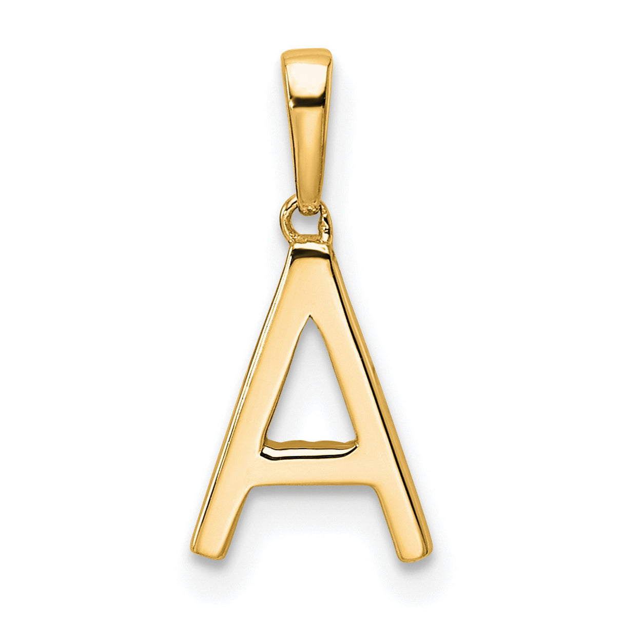 14k Yellow Gold Letter A Pendant with Sparkling Accents, Alphabet Charm for Women or Unisex Wear