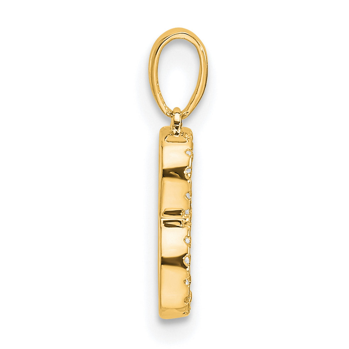 10k Yellow Gold Pendant with White Stone Accents, Capital Letter B Initial Charm