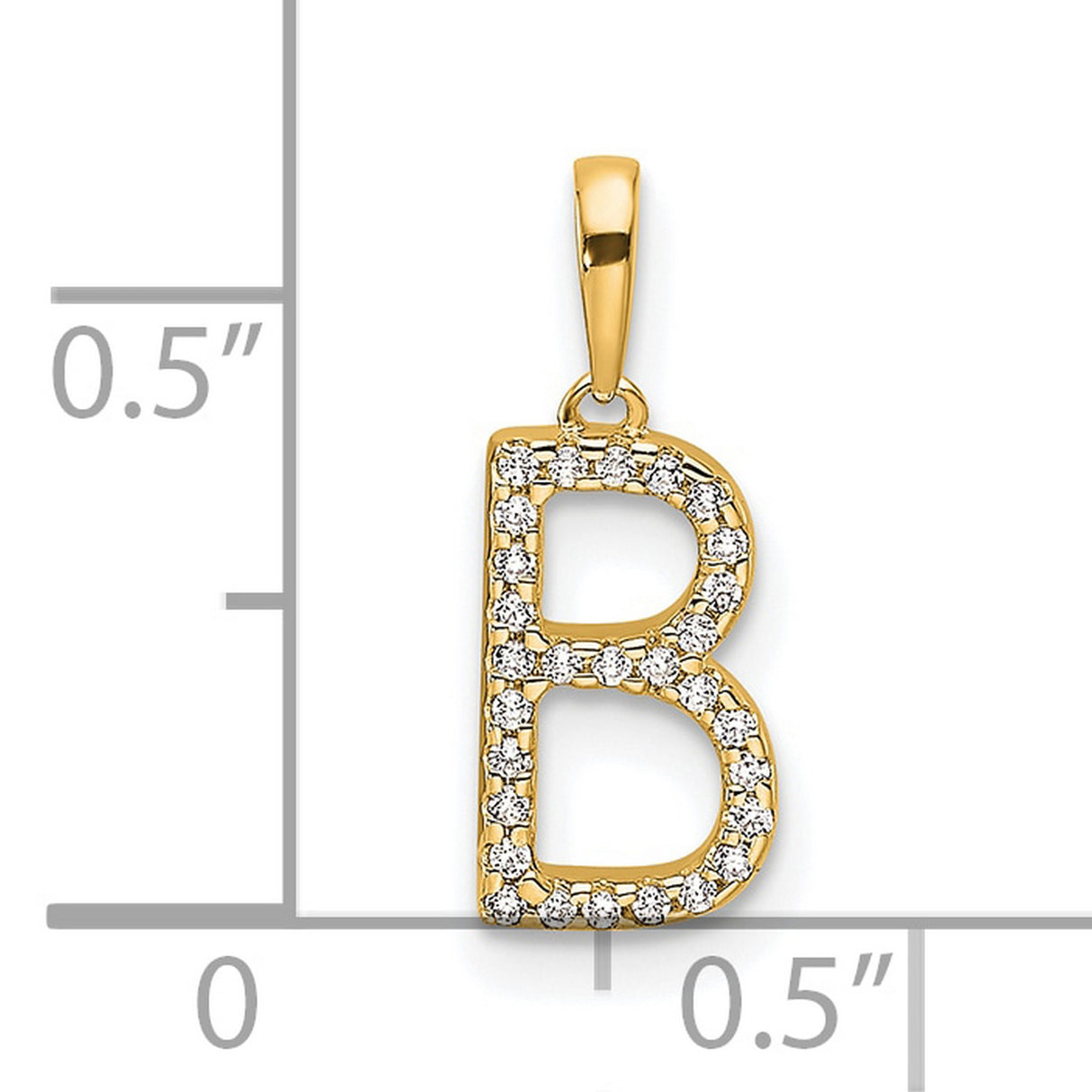 10k Yellow Gold Pendant with White Stone Accents, Capital Letter B Initial Charm