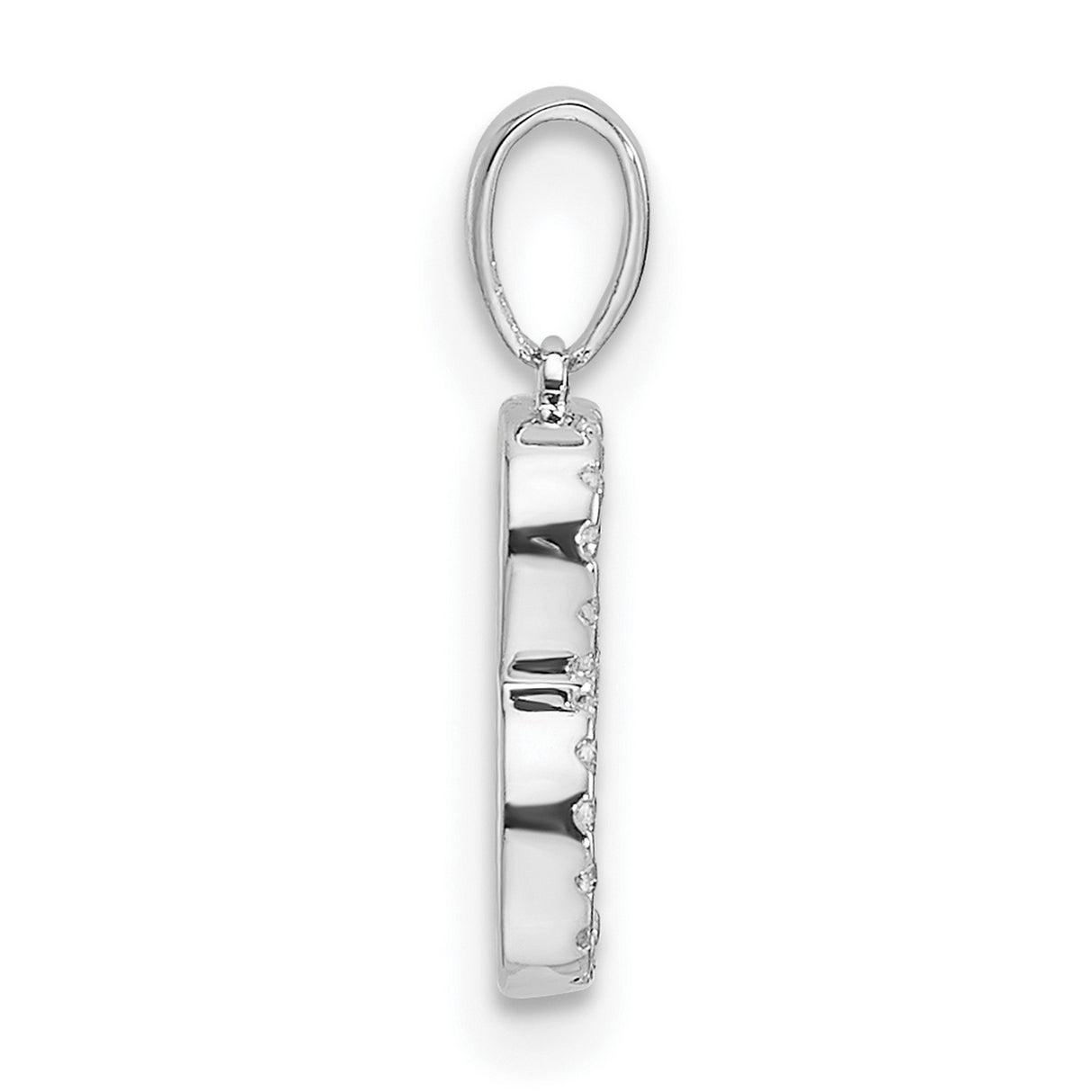 14k White Gold B Initial Pendant with Diamond Accents, Monogram Letter Charm for Women
