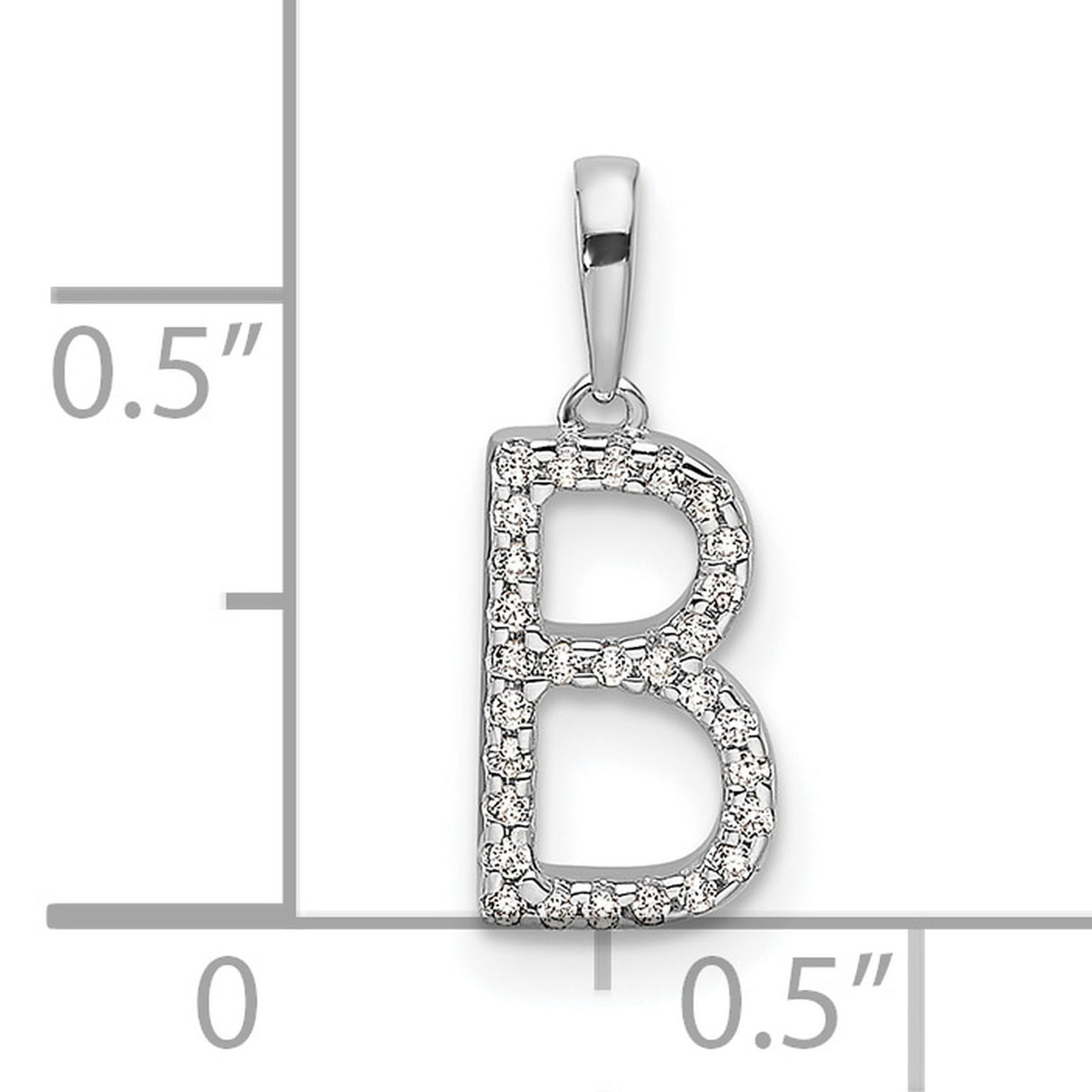 14k White Gold B Initial Pendant with Diamond Accents, Monogram Letter Charm for Women
