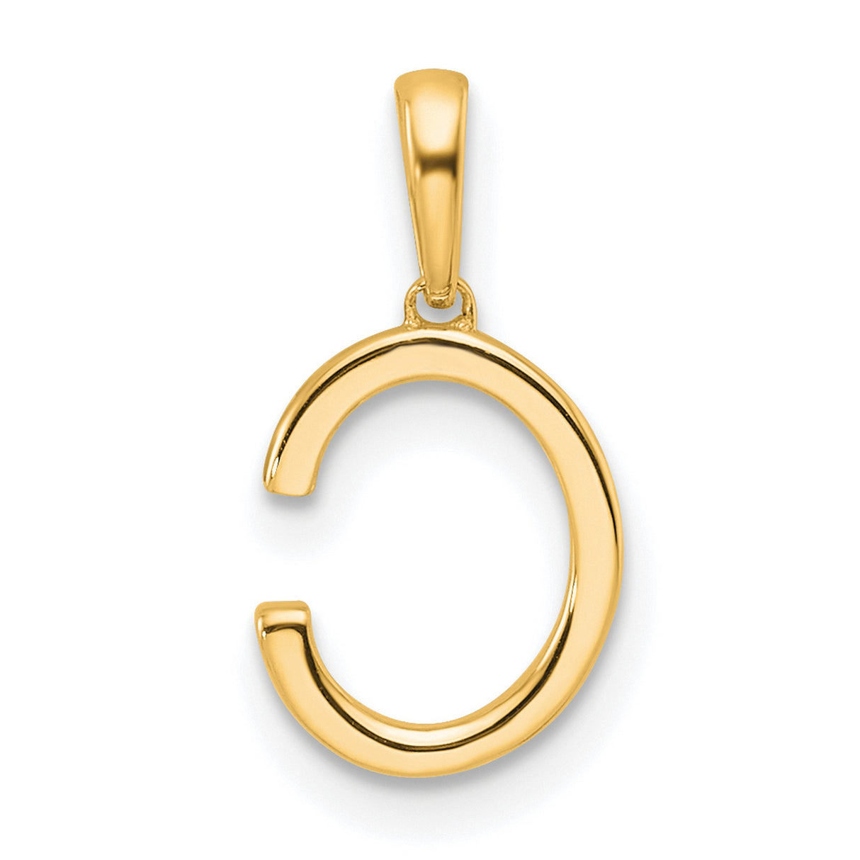 10k Yellow Gold Initial C Pendant with Polished Finish and Inset Clear Stones