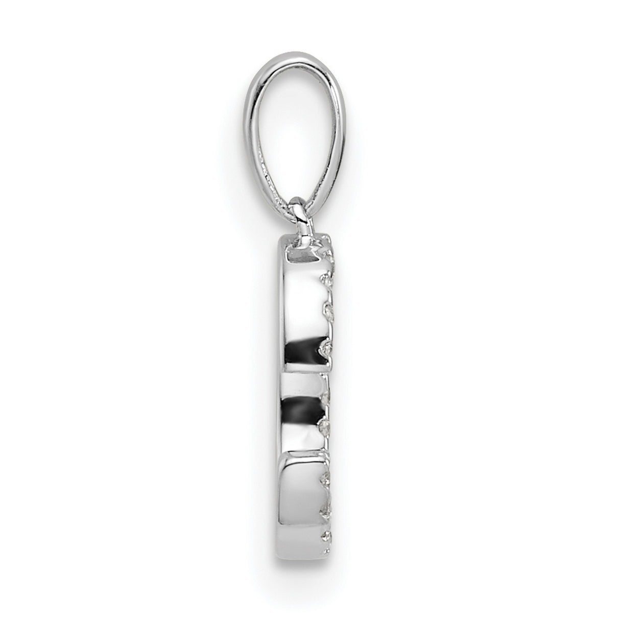 Diamond Letter C Initial Charm Pendant in Real 14k White Gold