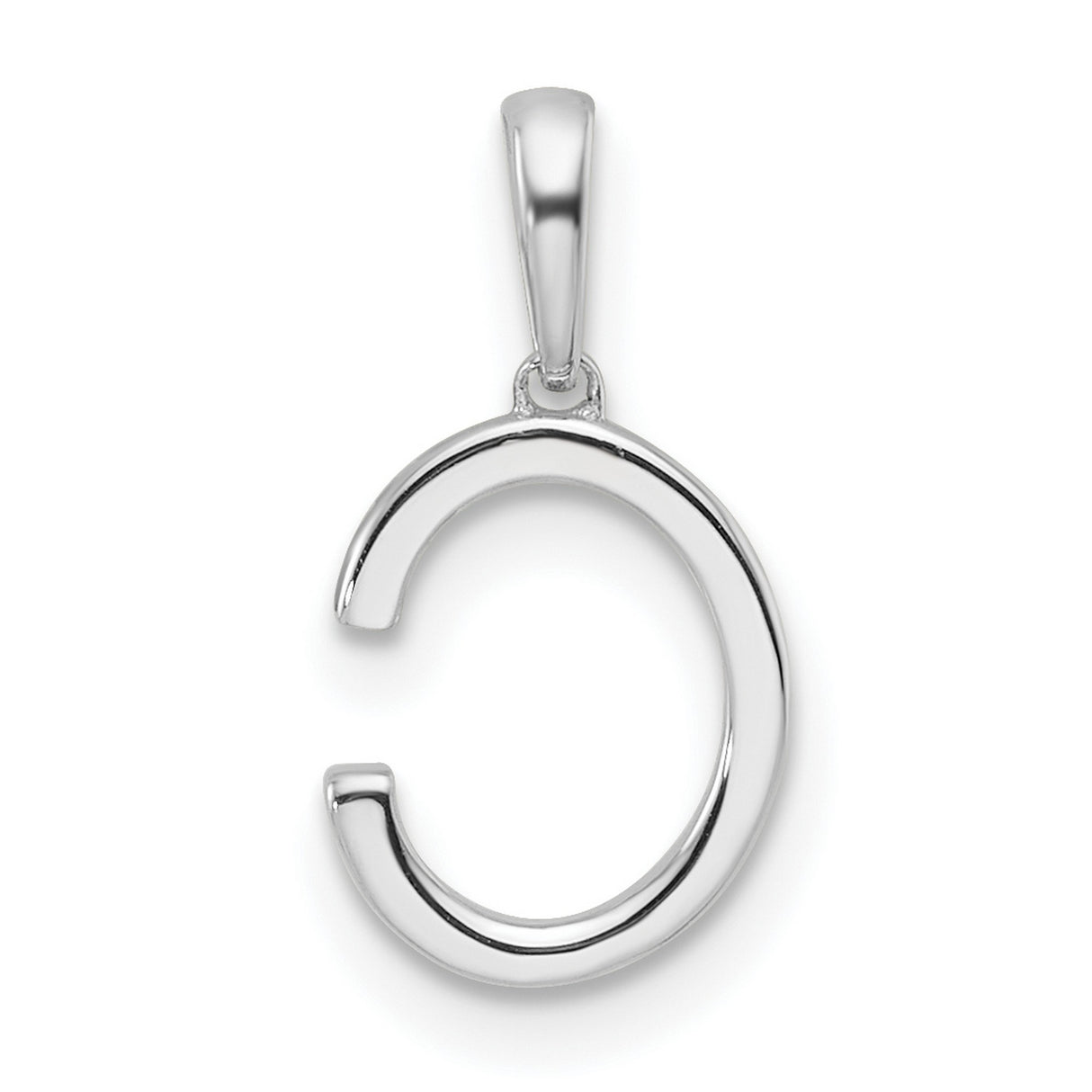 Diamond Letter C Initial Charm Pendant in Real 14k White Gold
