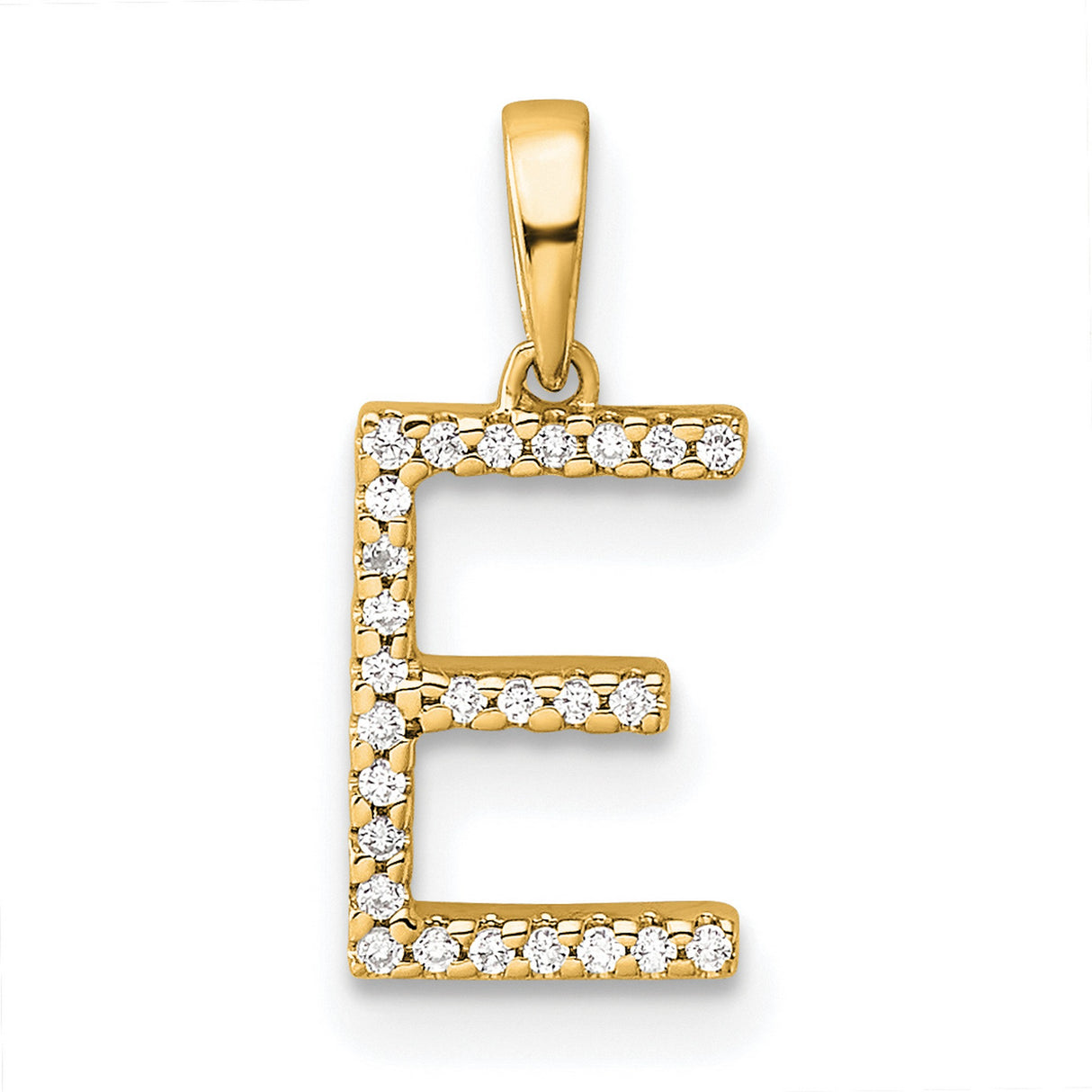 Diamond Letter E Initial Charm Pendant in Real 10k Yellow Gold