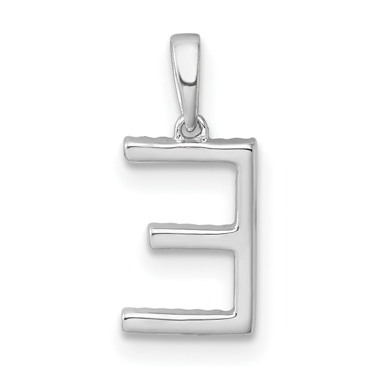 14k White Gold Letter E Pendant with Diamond Accents, Dainty Monogram Charm for Women