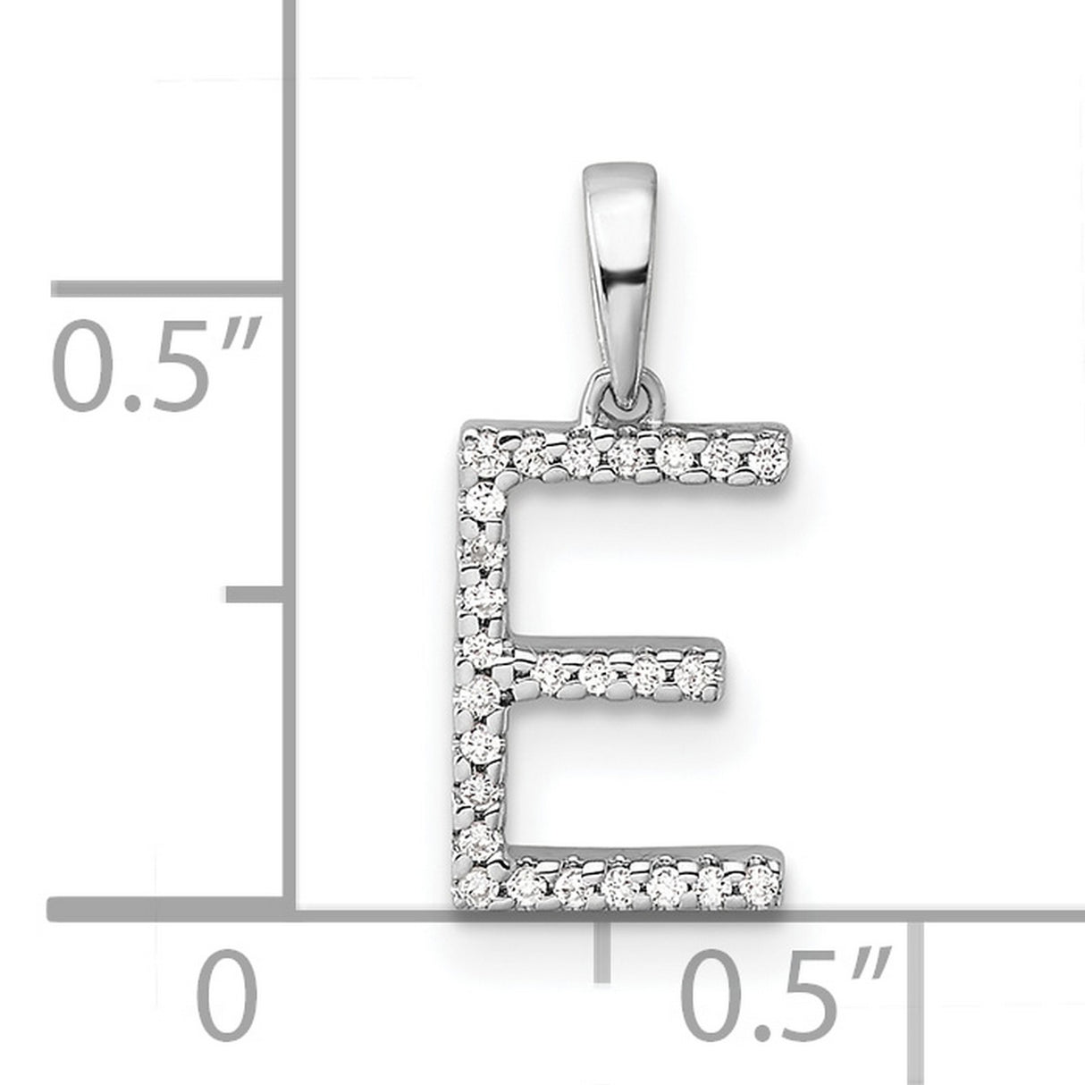 14k White Gold Letter E Pendant with Diamond Accents, Dainty Monogram Charm for Women
