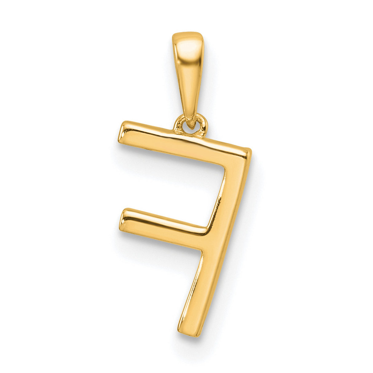 10k Yellow Gold Letter F Pendant with Round Cut White Stones, Initial Charm for Women or Unisex