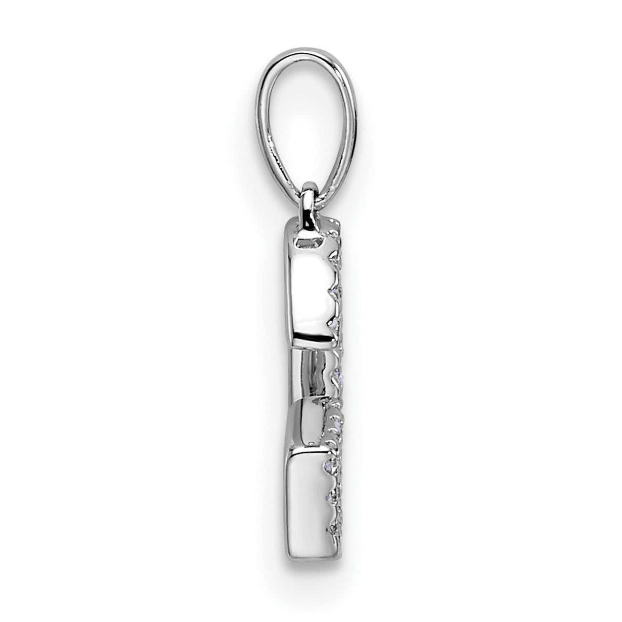 14k White Gold Letter G Pendant with Round Cut Diamonds, Dainty Initial Charm for Women