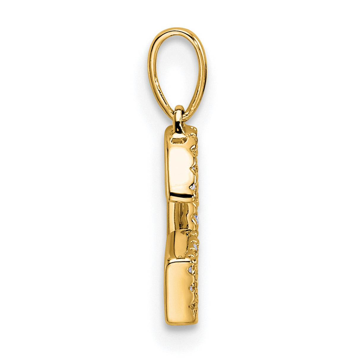 14k Yellow Gold Letter G Pendant with Cubic Zirconia, Uppercase Initial Charm