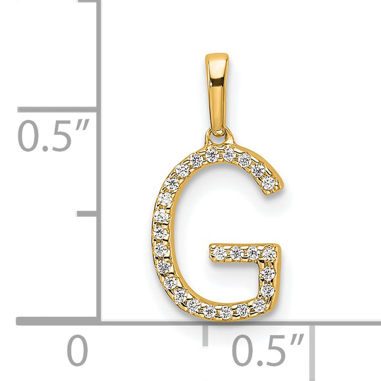 14k Yellow Gold Letter G Pendant with Cubic Zirconia, Uppercase Initial Charm