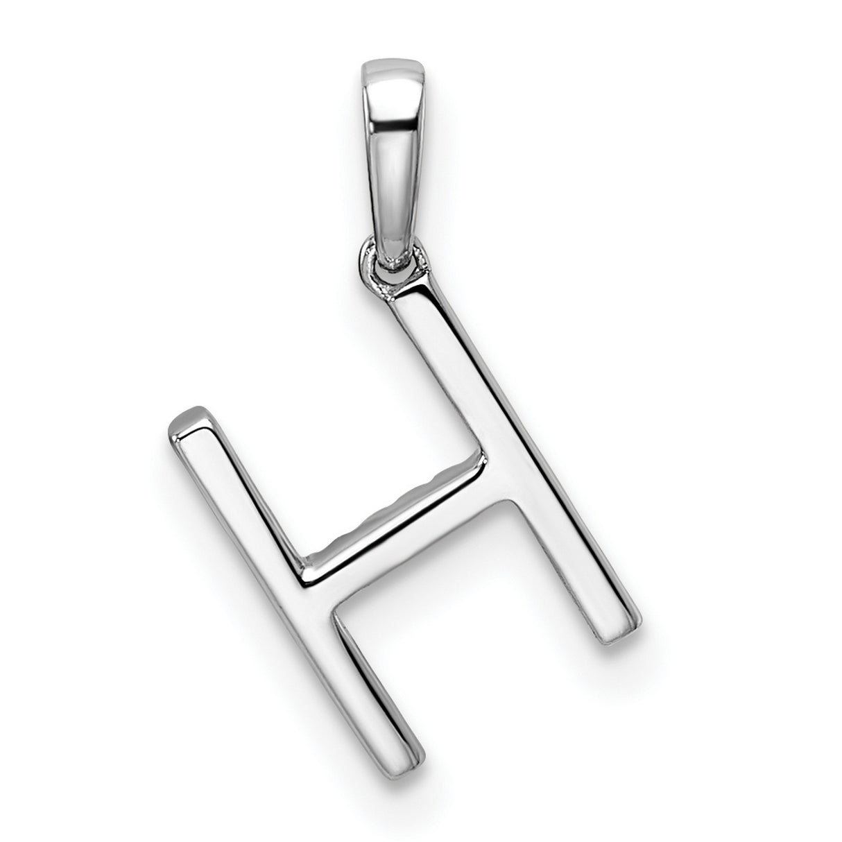 14k White Gold Letter H Pendant with Cubic Zirconia, Initial Charm Jewelry for Women