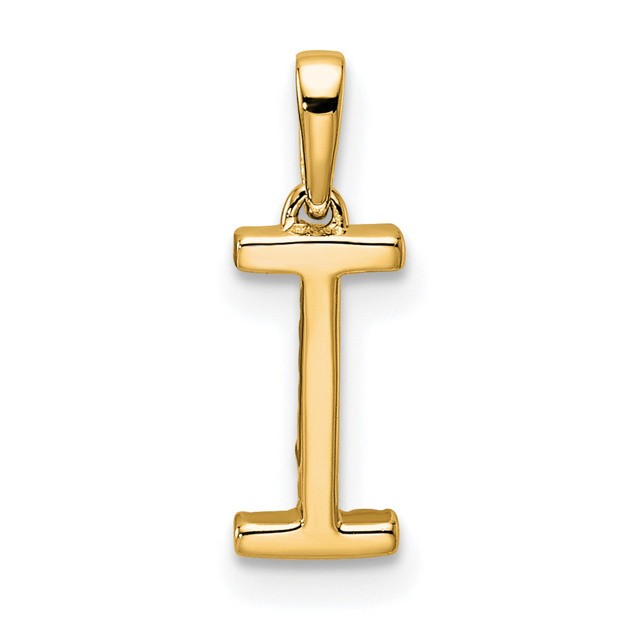 10k Yellow Gold Letter I Pendant with Cubic Zirconia, Script Initial Charm for Women and Unisex
