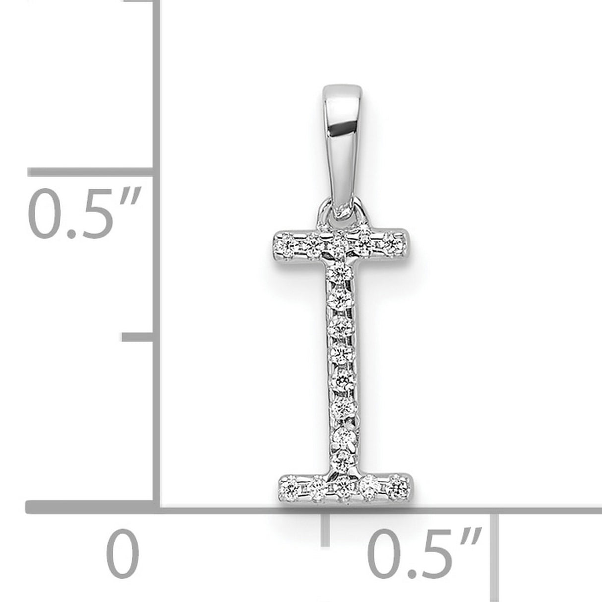 Diamond Letter I Initial Charm Pendant in Real 14k White Gold