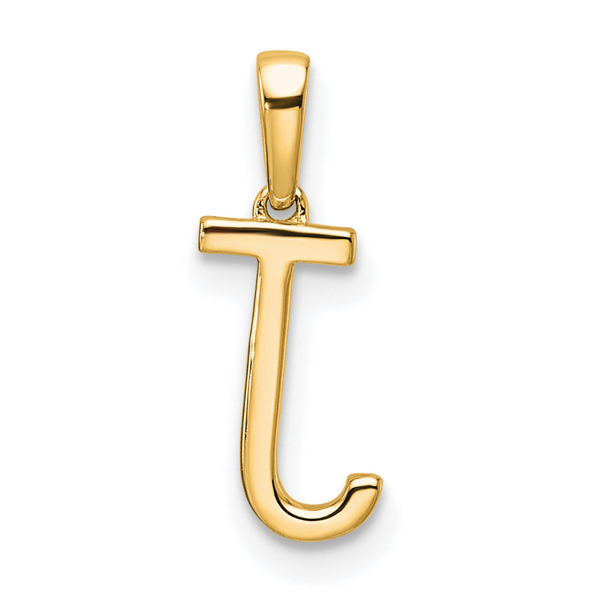 10k Yellow Gold Pendant with Letter J and White Gemstone Accent, Personalized Initial Charm
