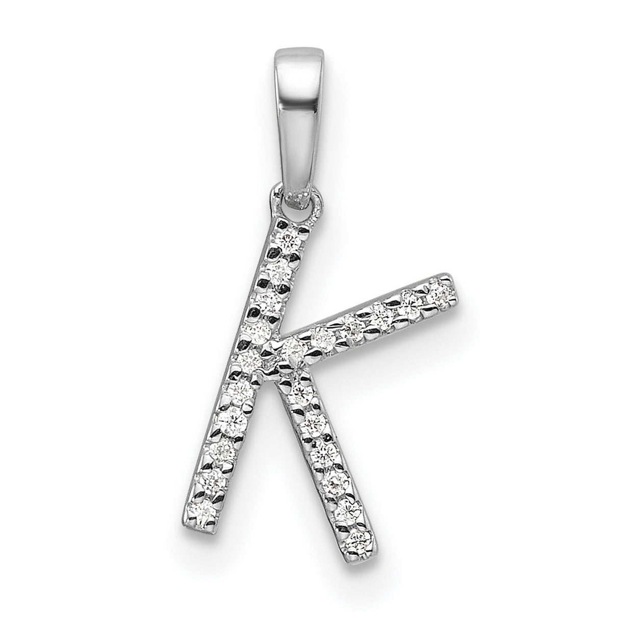 14k White Gold Diamond Initial Pendant, Letter K Monogram Charm for Women