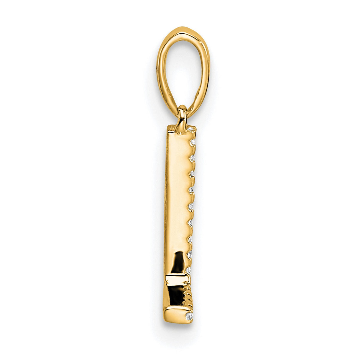 10k Yellow Gold Letter L Pendant with Round White Gemstones, Block Design Charm