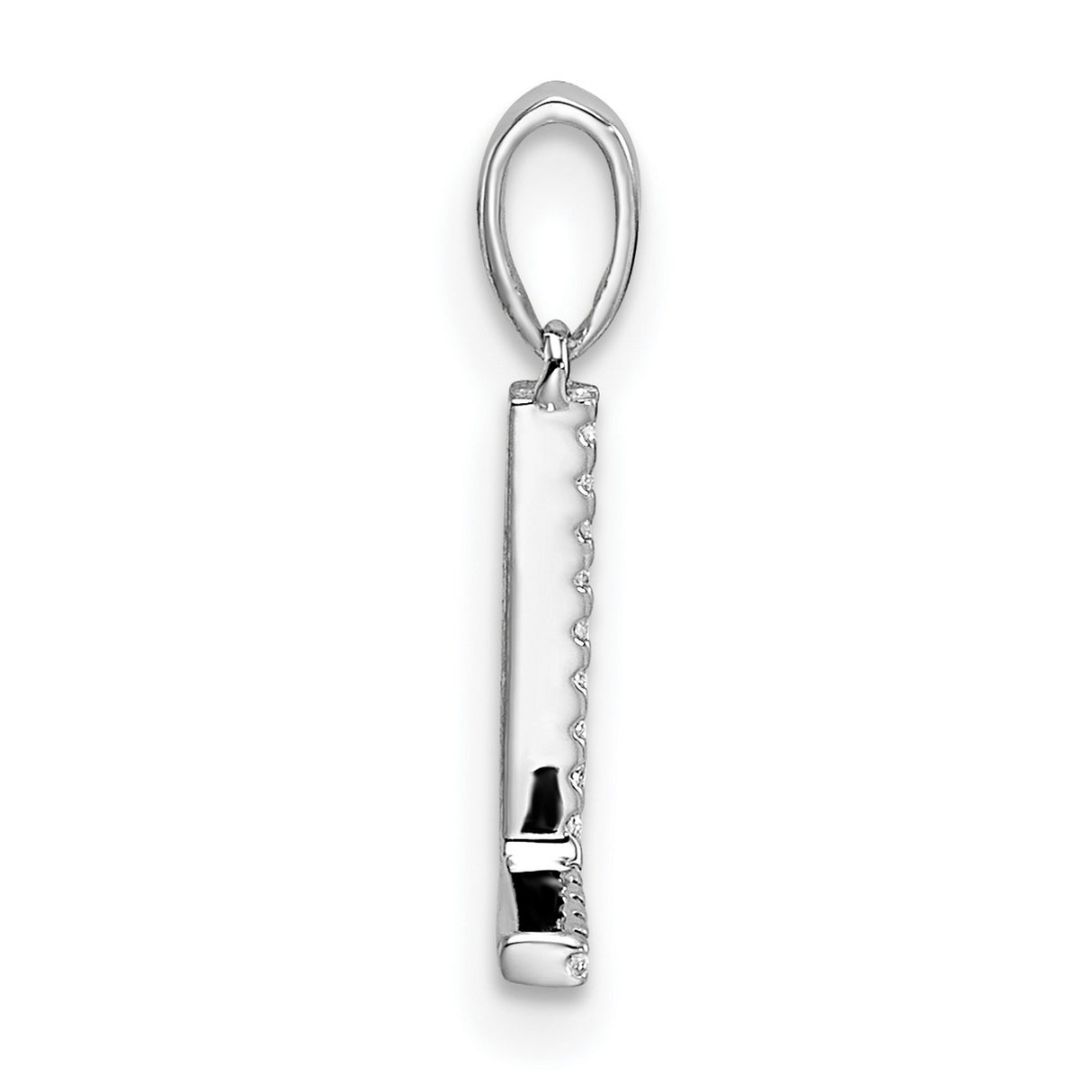 14k White Gold Letter L Pendant with Diamond Accents, Pavé Initial Charm for Women