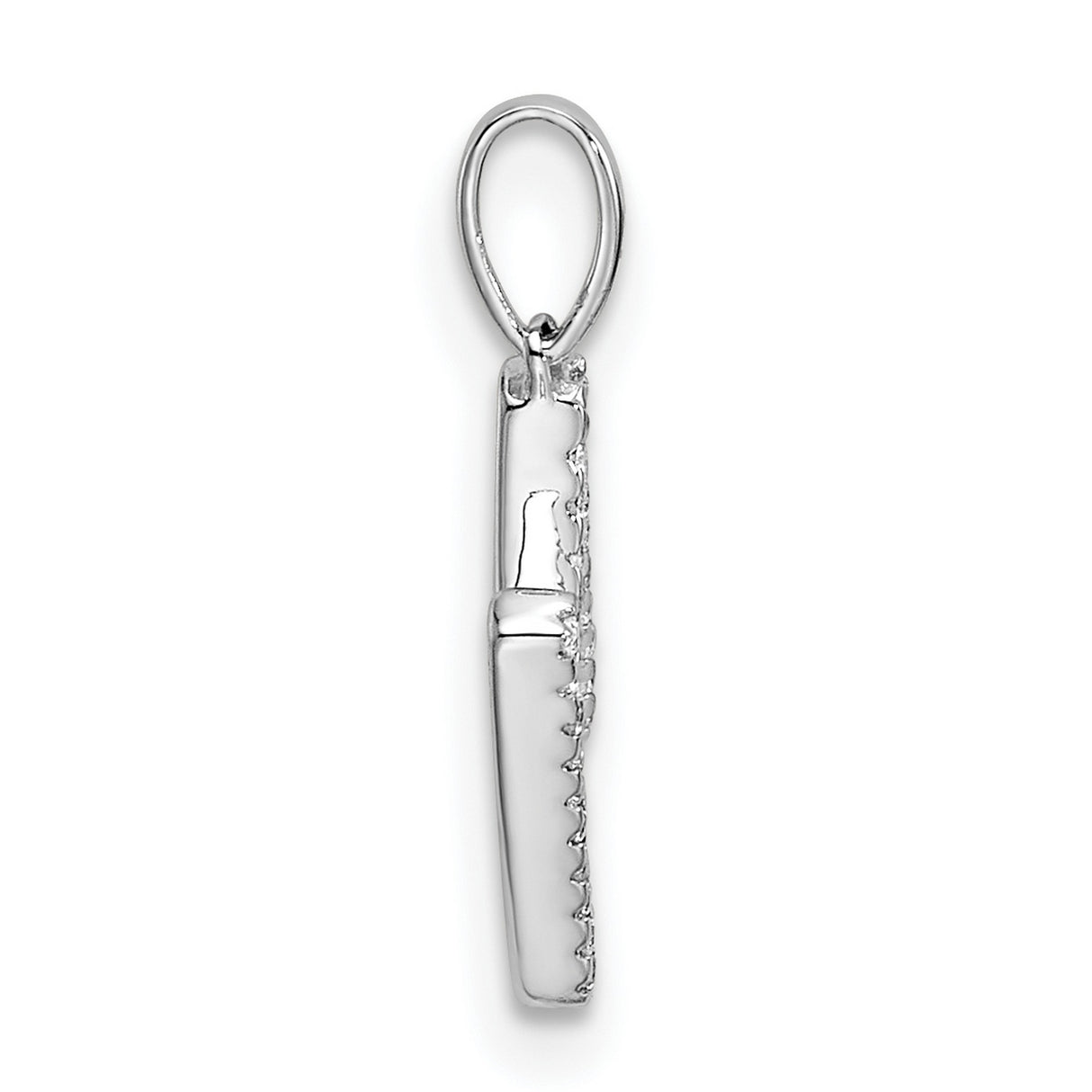 14k White Gold Letter M Pendant with Pavé Diamonds, Dainty Initial Charm for Women