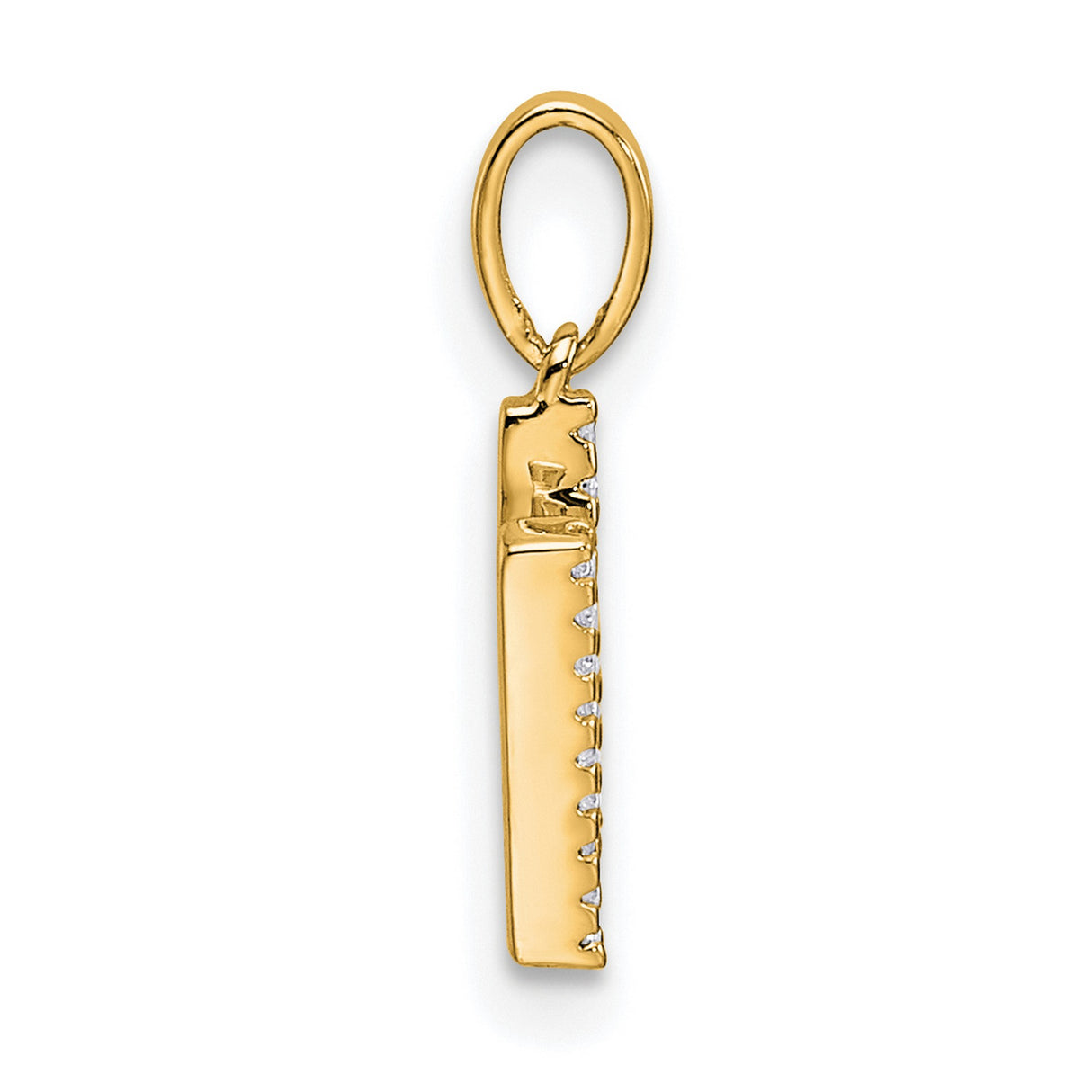 10k Yellow Gold Initial N Pendant with Diamond Accent, Dainty Letter Charm for Women