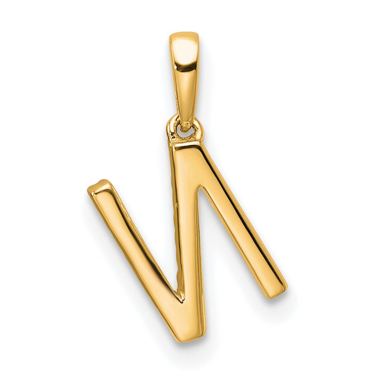 10k Yellow Gold Initial N Pendant with Diamond Accent, Dainty Letter Charm for Women