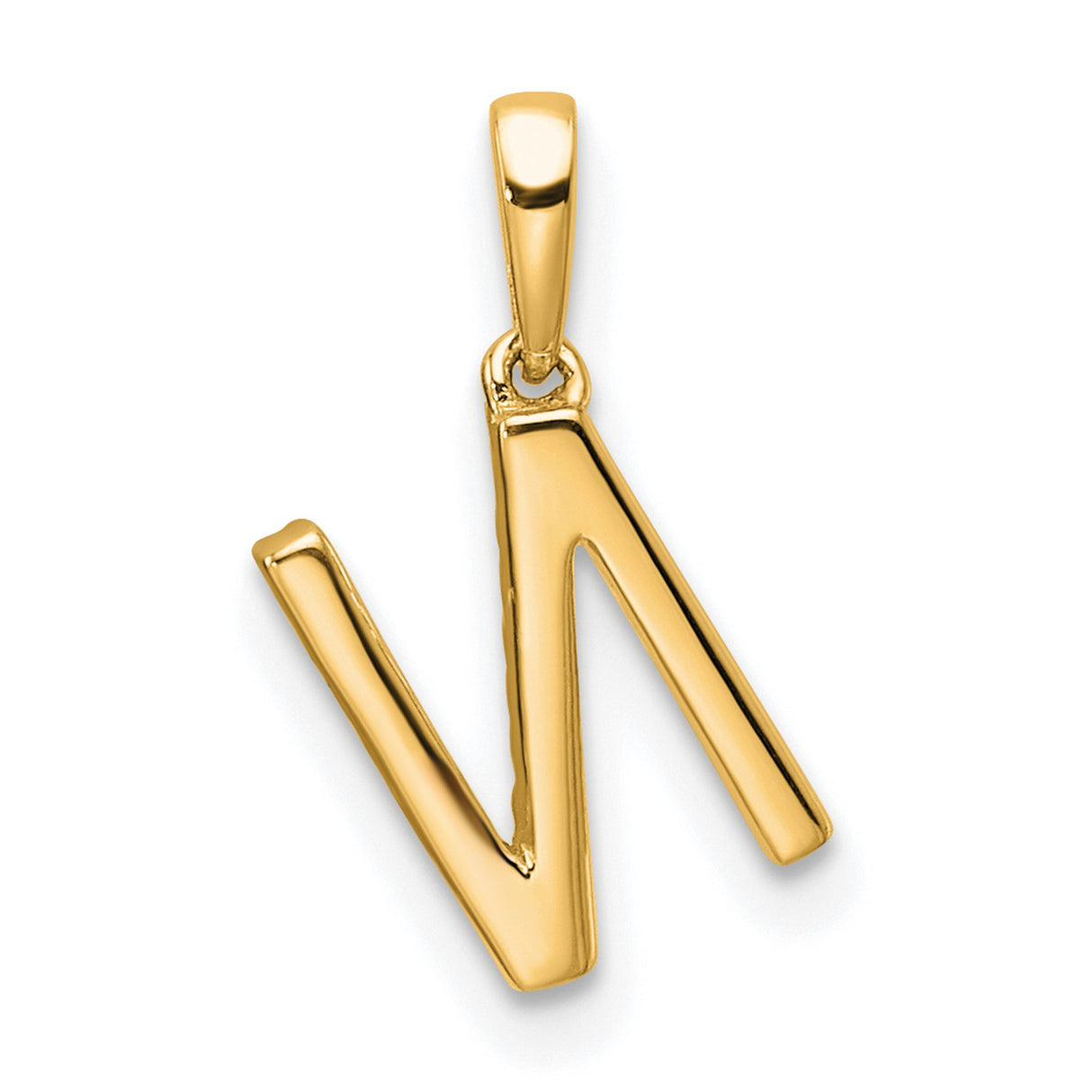 Diamond Letter N Initial Charm Pendant in Real 14k Yellow Gold