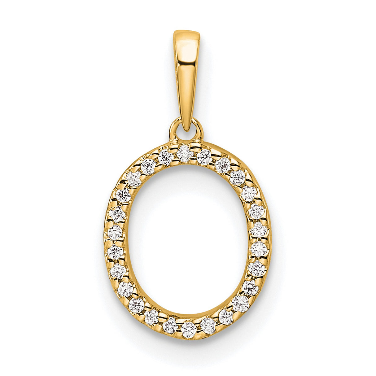 Diamond Letter O Initial Charm Pendant in Real 10k Yellow Gold