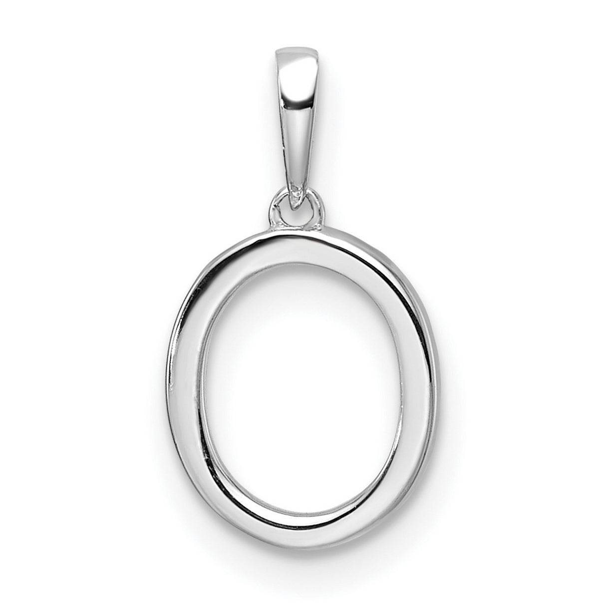 14k White Gold Oval Diamond Pendant with Pavé-Set Open Circle Design