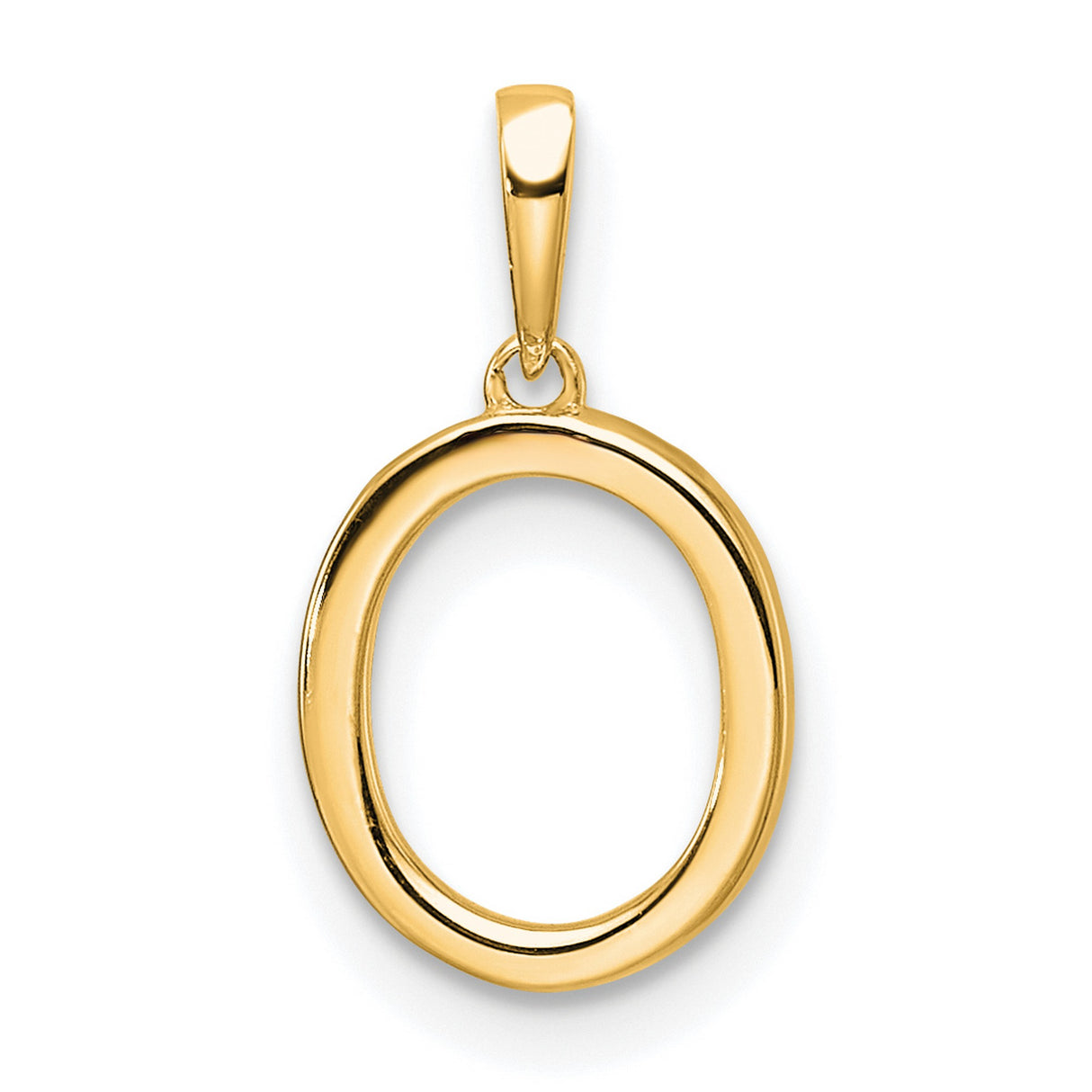 14k Yellow Gold Oval Pendant with Cubic Zirconia, Polished Open Design, Minimalist Style for Women