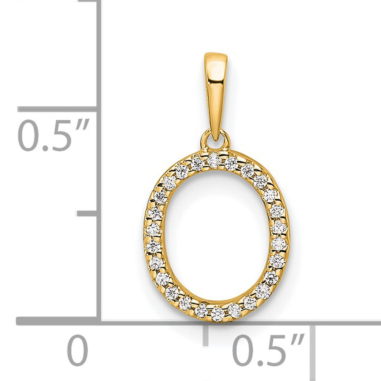 14k Yellow Gold Oval Pendant with Cubic Zirconia, Polished Open Design, Minimalist Style for Women