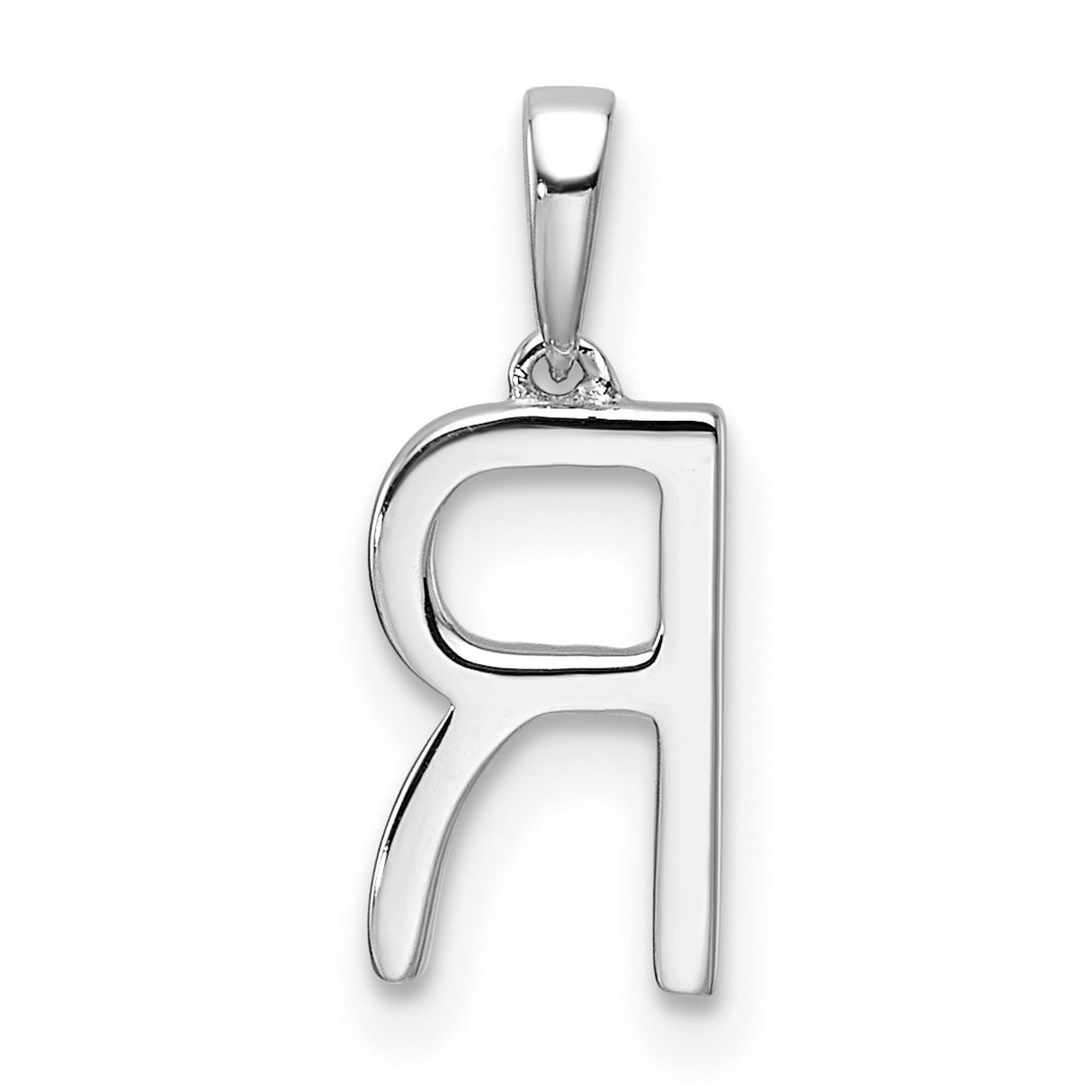 14k White Gold Letter R Pendant with Diamond Accents, Personalized Initial Charm for Women