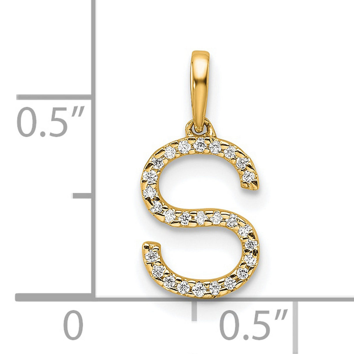 10k Yellow Gold Letter S Pendant with Cubic Zirconia Accents for Women and Girls