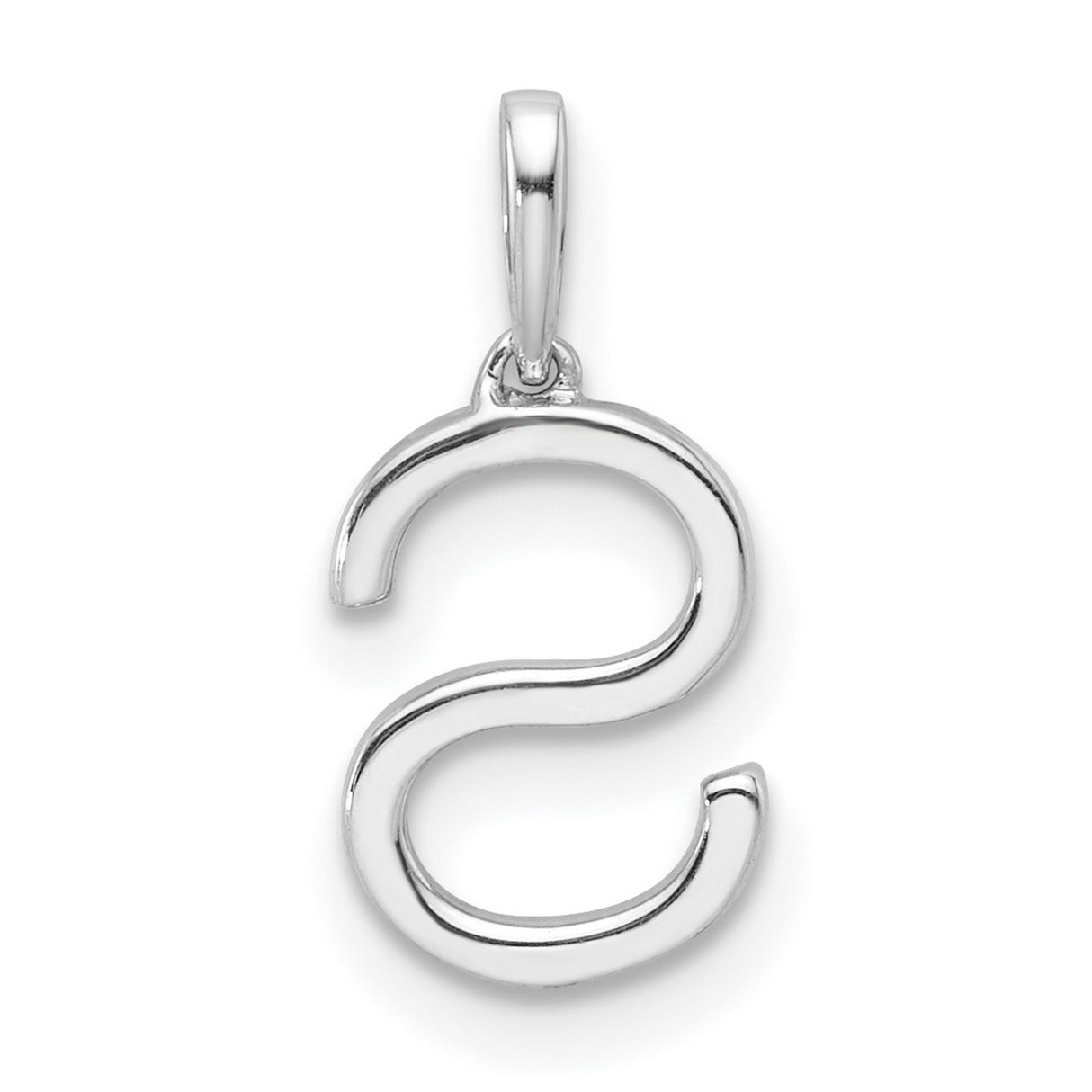 14k White Gold Letter S Pendant with Diamond Accents, Alphabet Charm Jewelry for Women