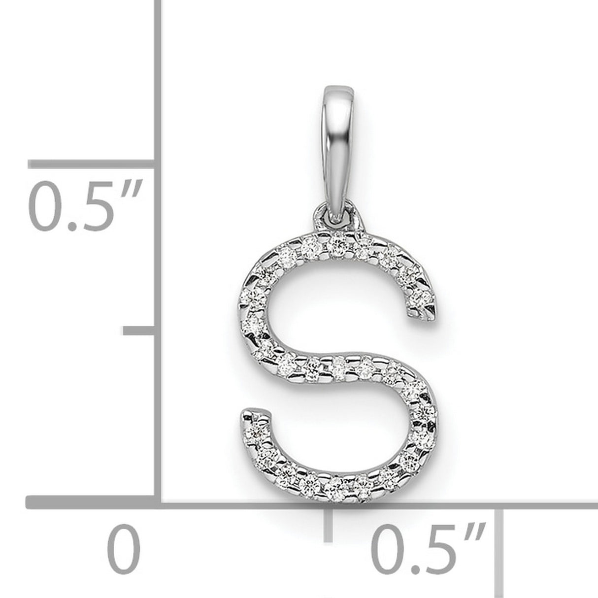 14k White Gold Letter S Pendant with Diamond Accents, Alphabet Charm Jewelry for Women