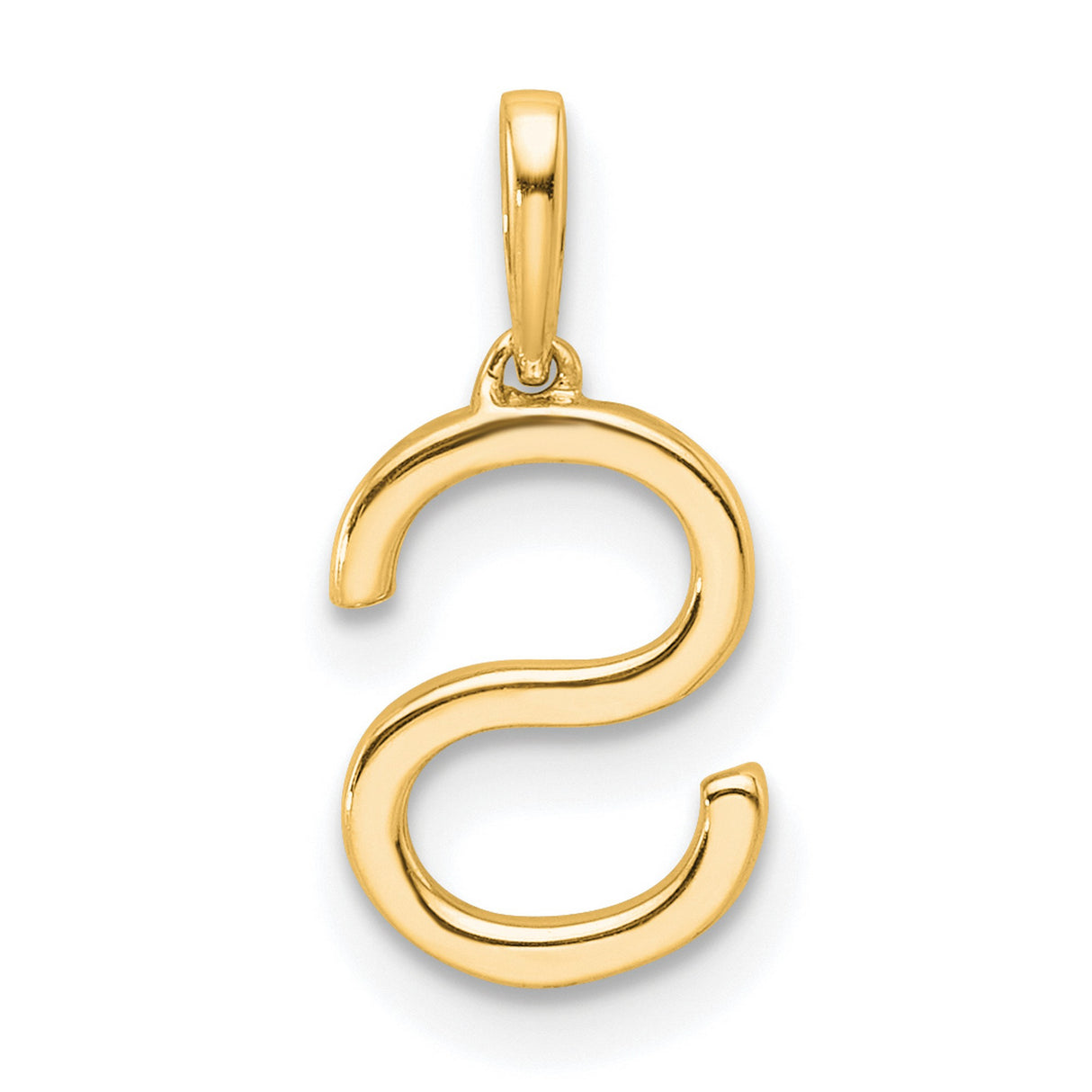 14k Yellow Gold Pendant with Diamond Accent, Letter S Initial Charm for Women