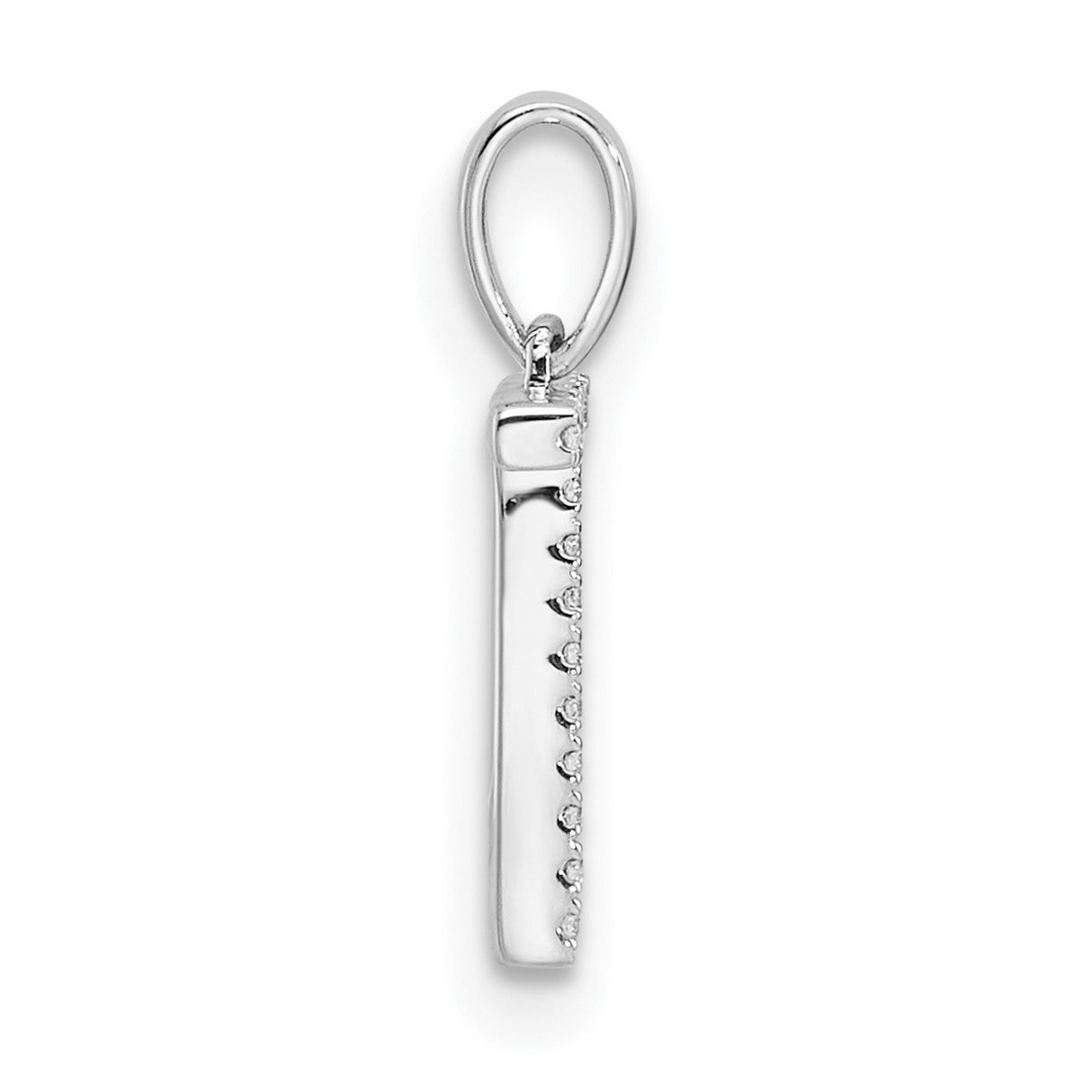 Diamond Letter T Initial Charm Pendant in Real 14k White Gold