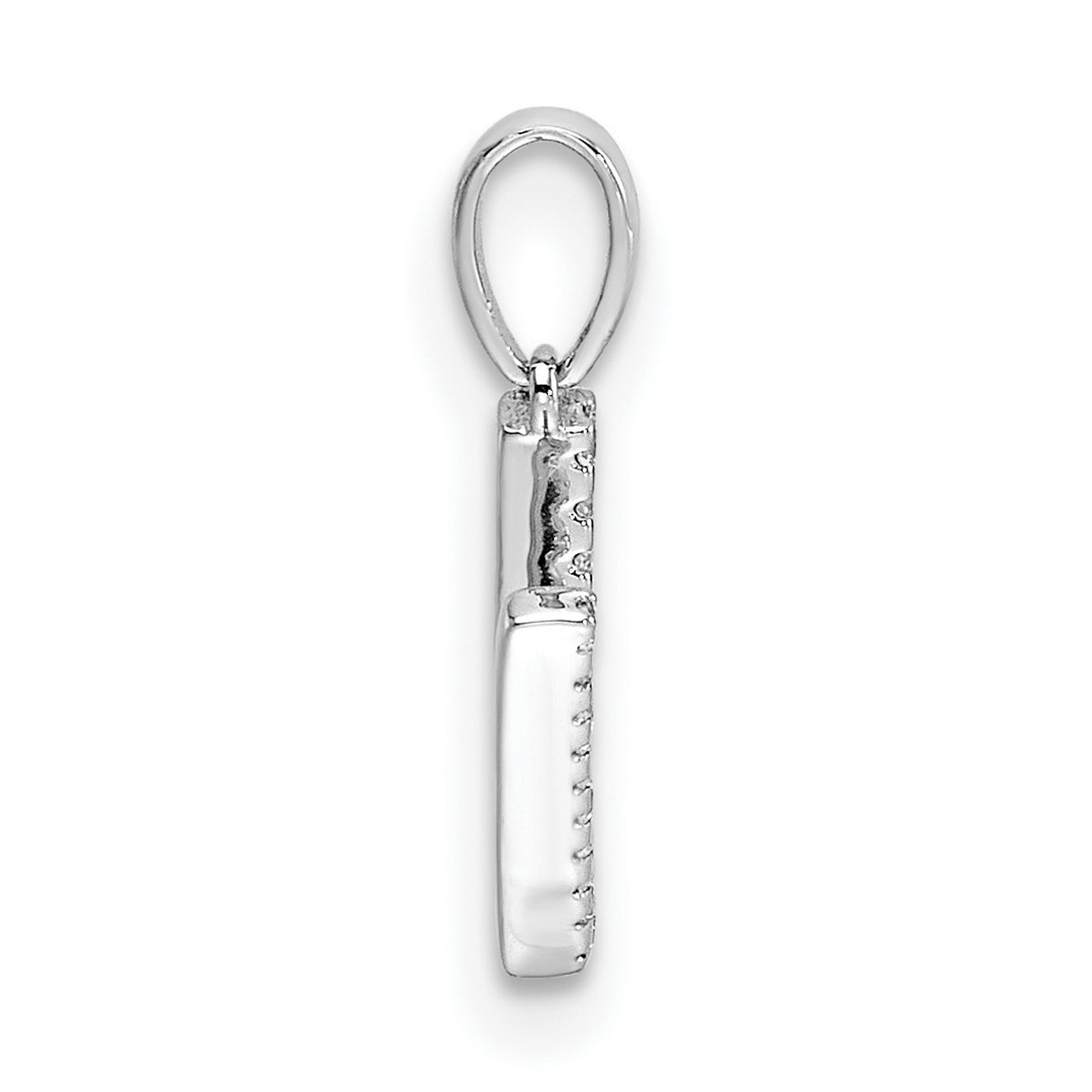 14k White Gold Letter V Pendant with Diamond Accents, Dainty Alphabet Charm for Women
