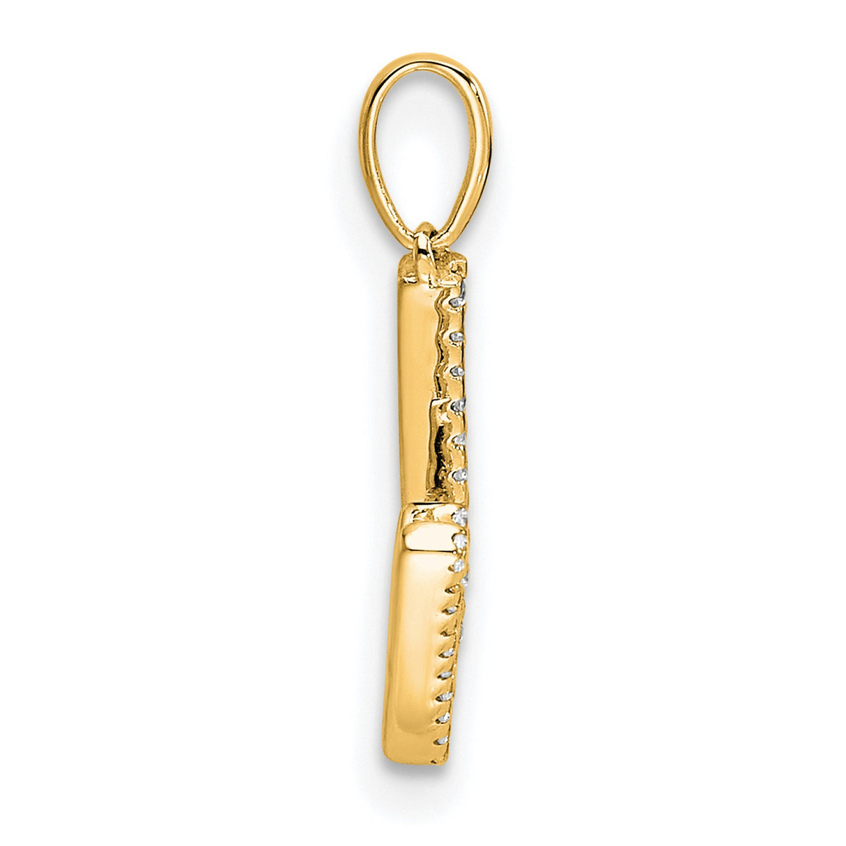 10k Yellow Gold W Pendant with Zigzag Design and Round Cut Cubic Zirconia