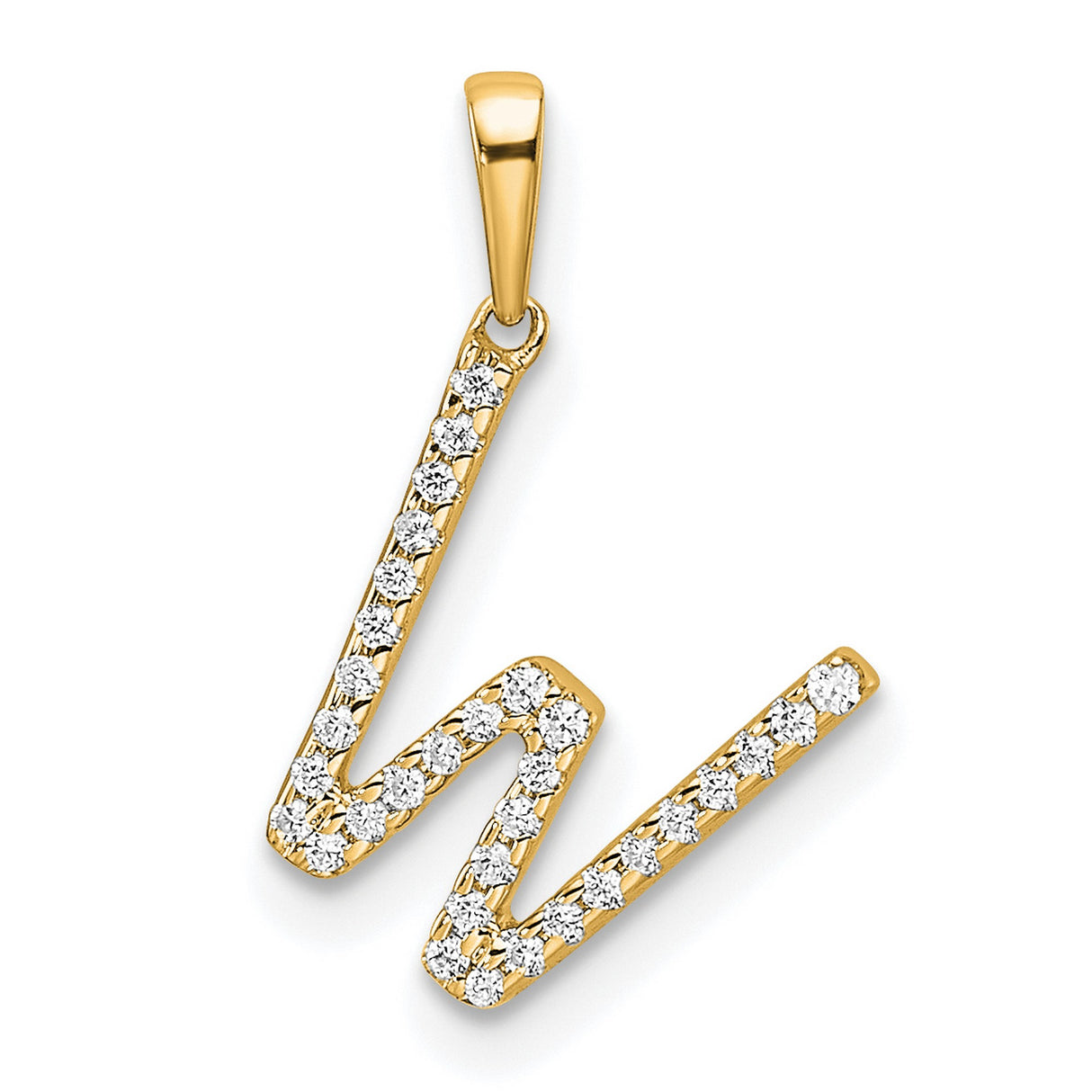 10k Yellow Gold W Pendant with Zigzag Design and Round Cut Cubic Zirconia