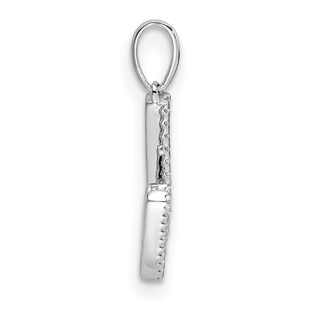 Diamond Letter W Initial Charm Pendant in Real 14k White Gold