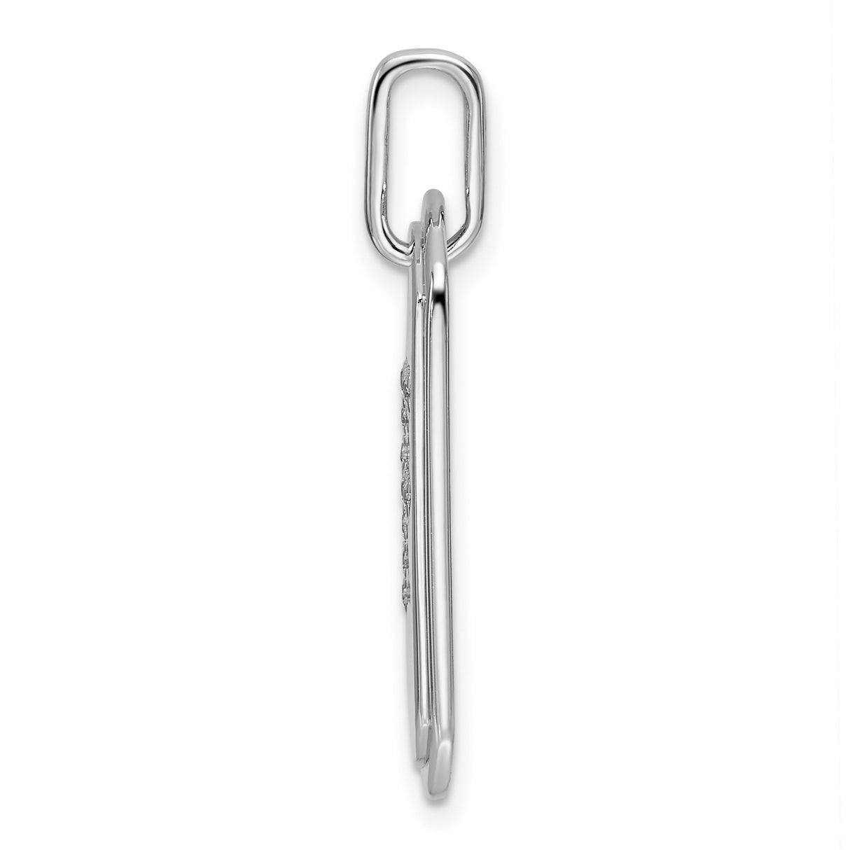 14k White Gold Pendant with Diamond, Letter F Dog Tag Charm, Unisex Monogram Jewelry