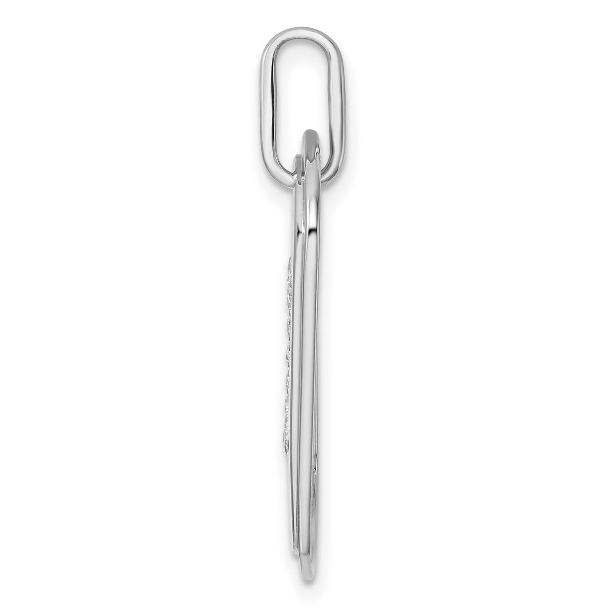 14k White Gold Dog Tag Pendant with Diamond Accent, Bold Letter I, Modern Minimalist Charm