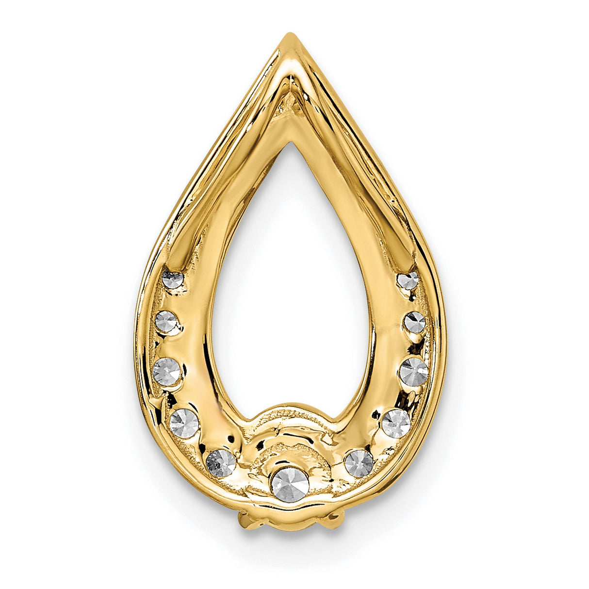 14k Yellow Gold Teardrop Pendant with Diamond Accents and Open Halo Design