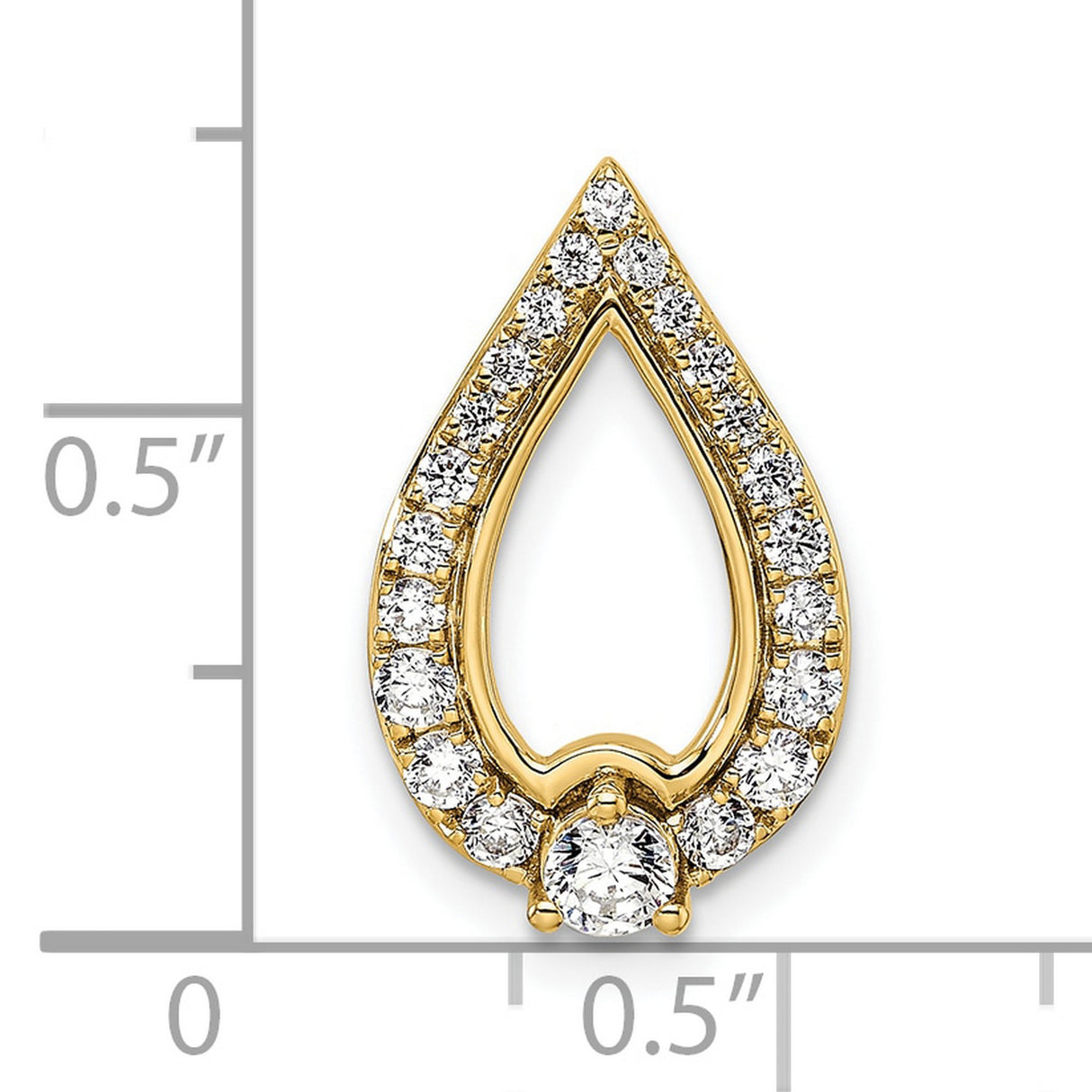14k Yellow Gold Teardrop Pendant with Diamond Accents and Open Halo Design