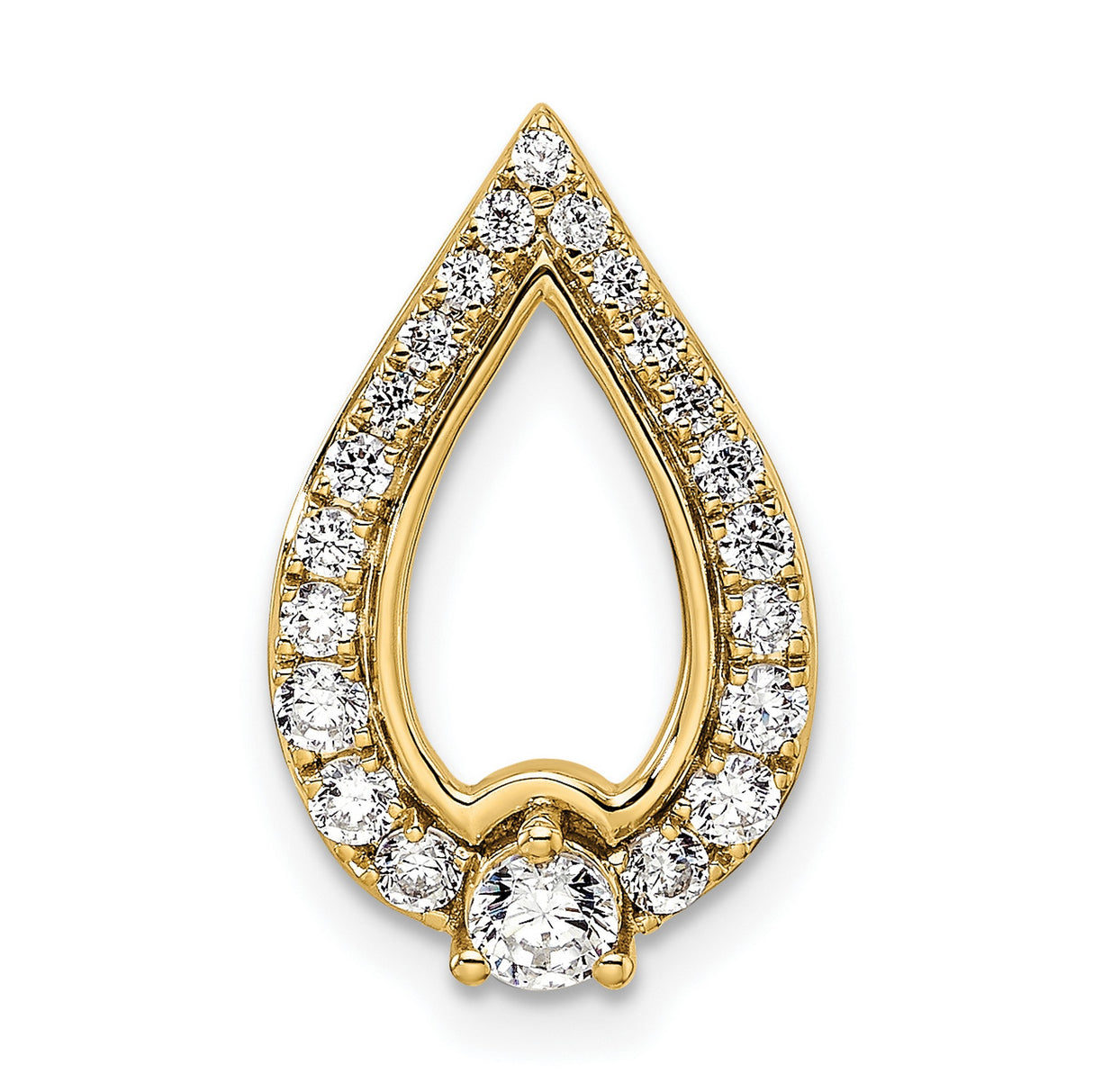 14k Yellow Gold Teardrop Pendant with Diamond Accents and Open Halo Design