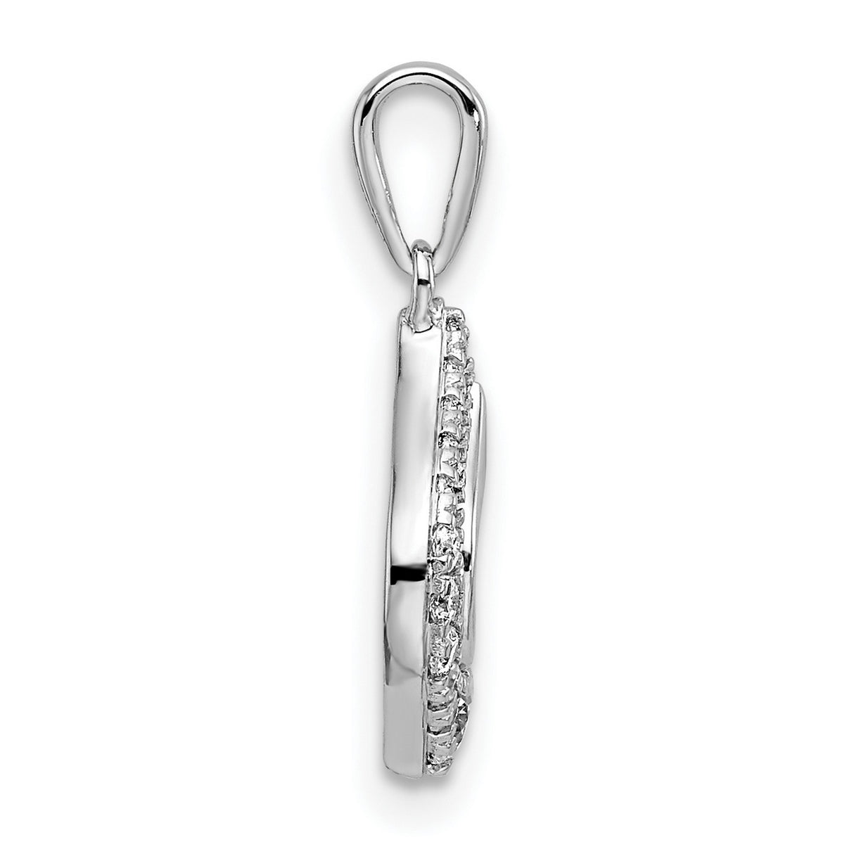 Diamond Charm Pendant in Real 14k White Gold