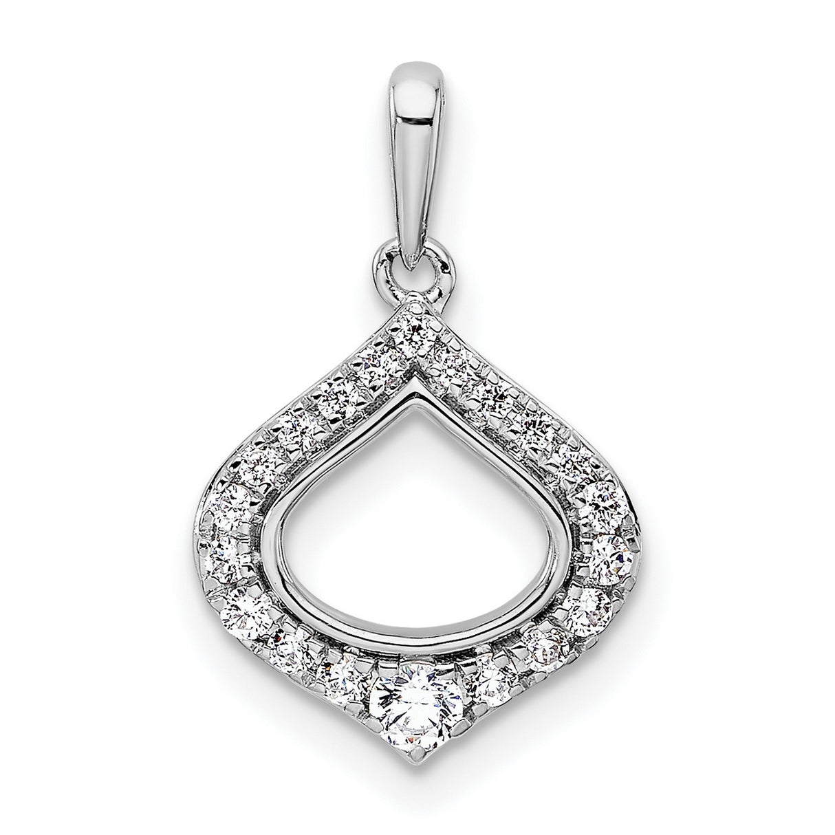 Diamond Charm Pendant in Real 14k White Gold