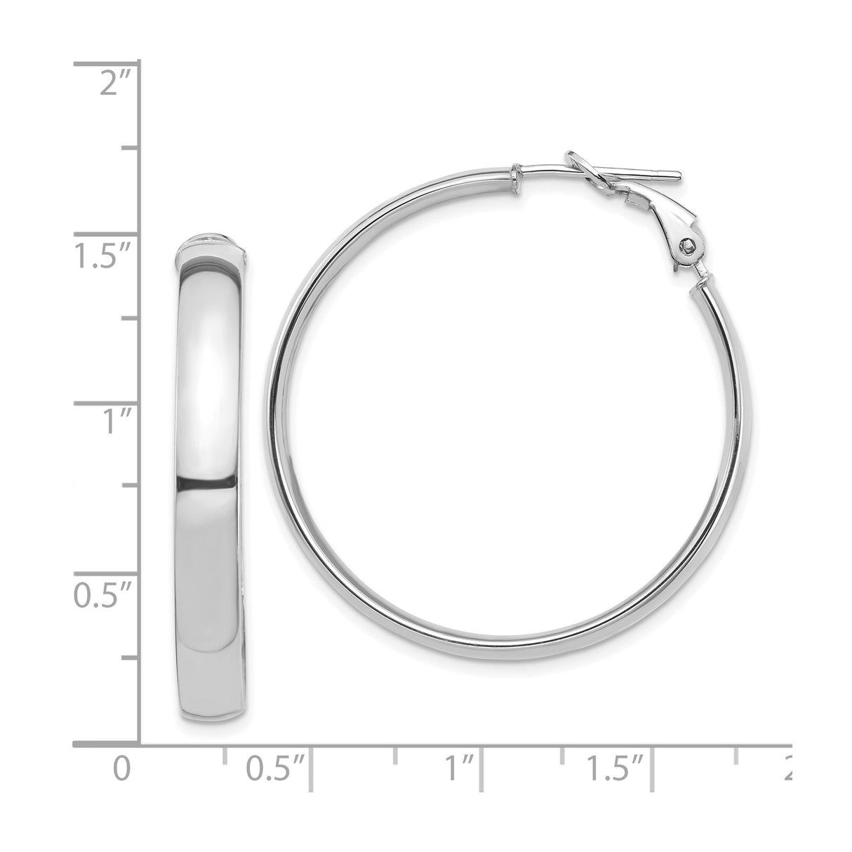 14k White Gold Hoop Earrings with Omega Back, Polished Finish, Lightweight Minimalist Design